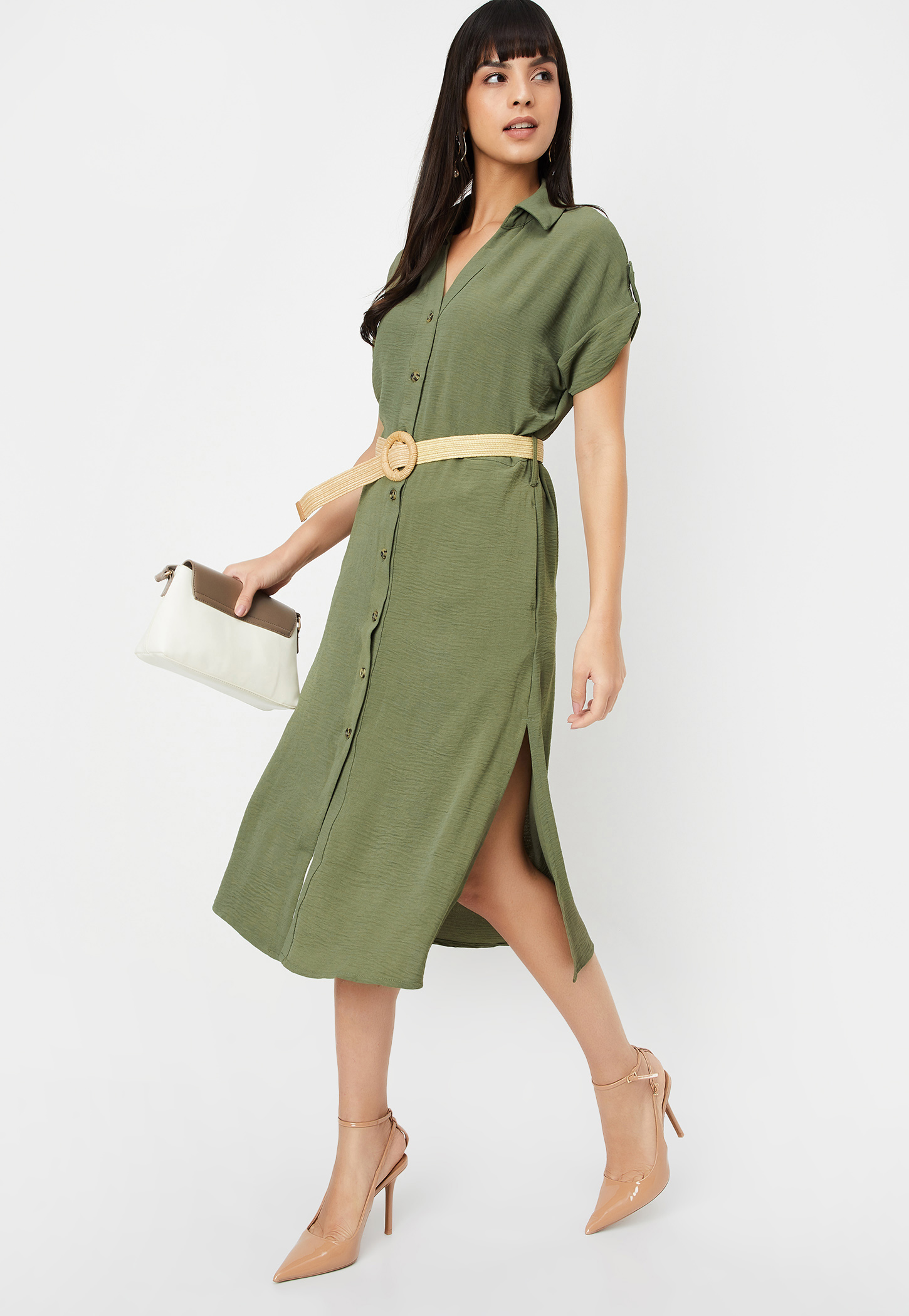 Women Printed Belted Shirt Dress-picture-30