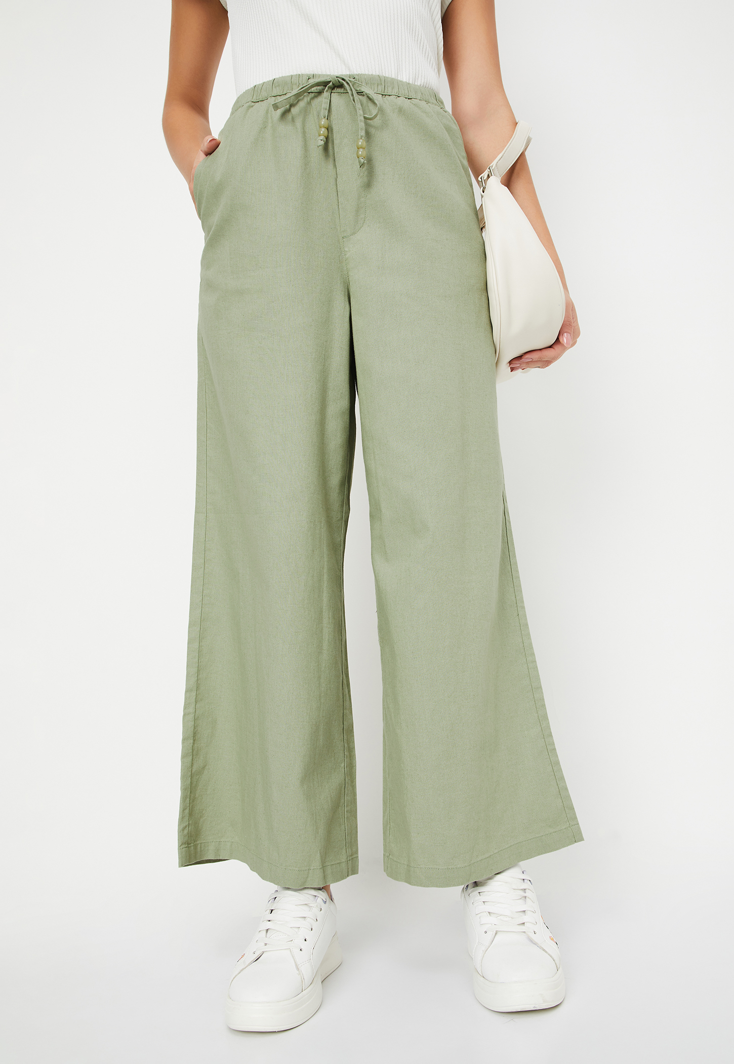 Women Solid Wide Leg Trousers-picture-46