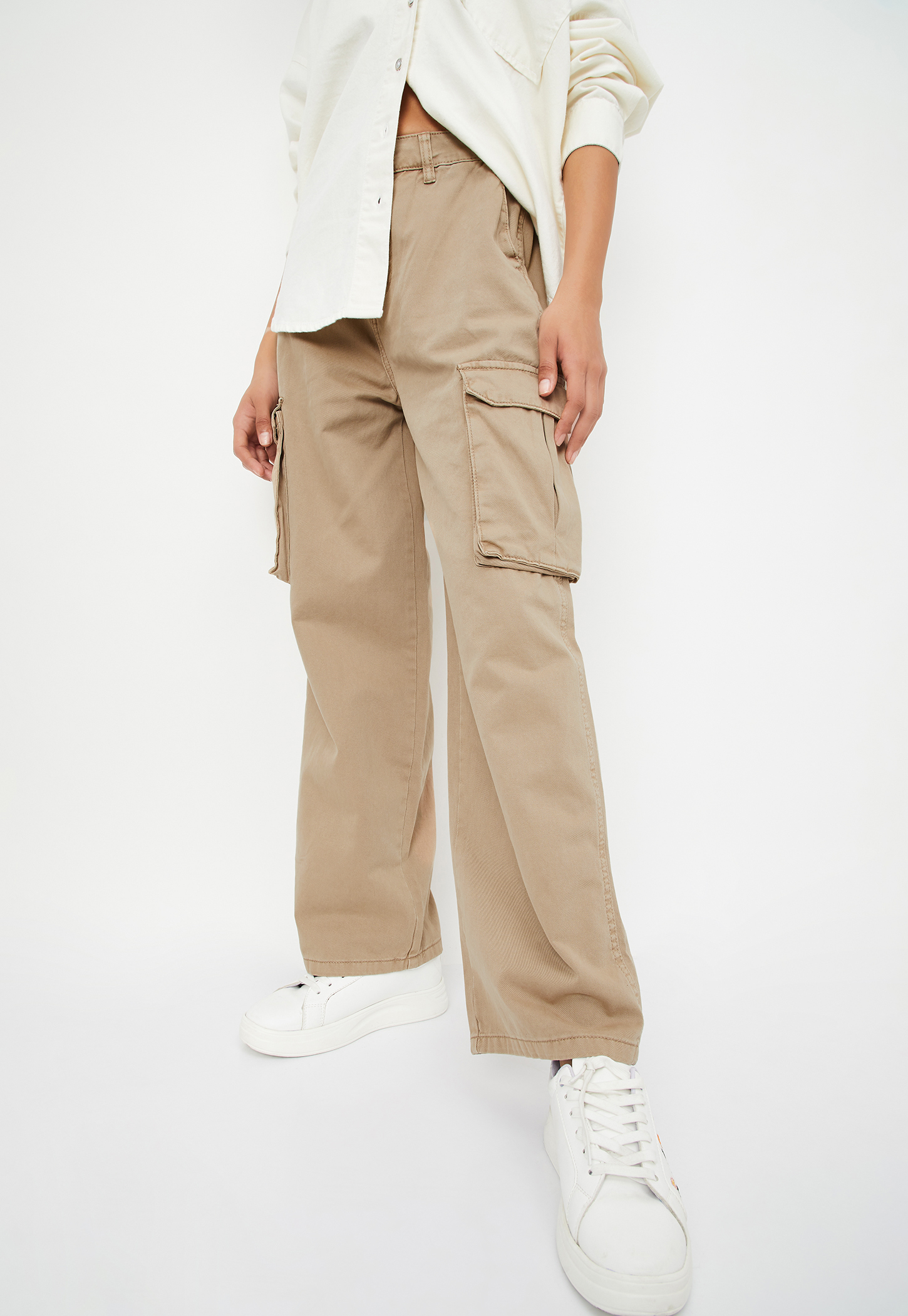 Women Solid Cargo Jeans-picture-29