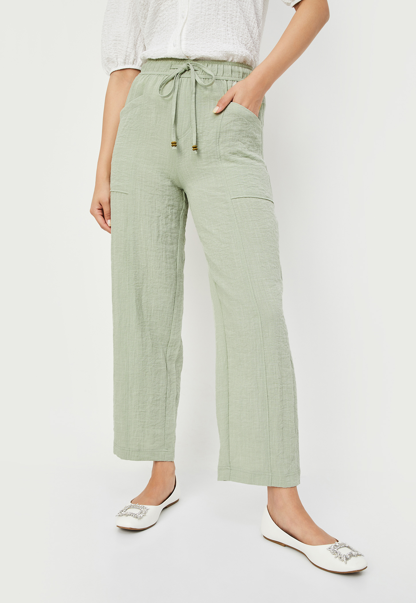 Women Textured Wide-Leg Trousers-picture-40