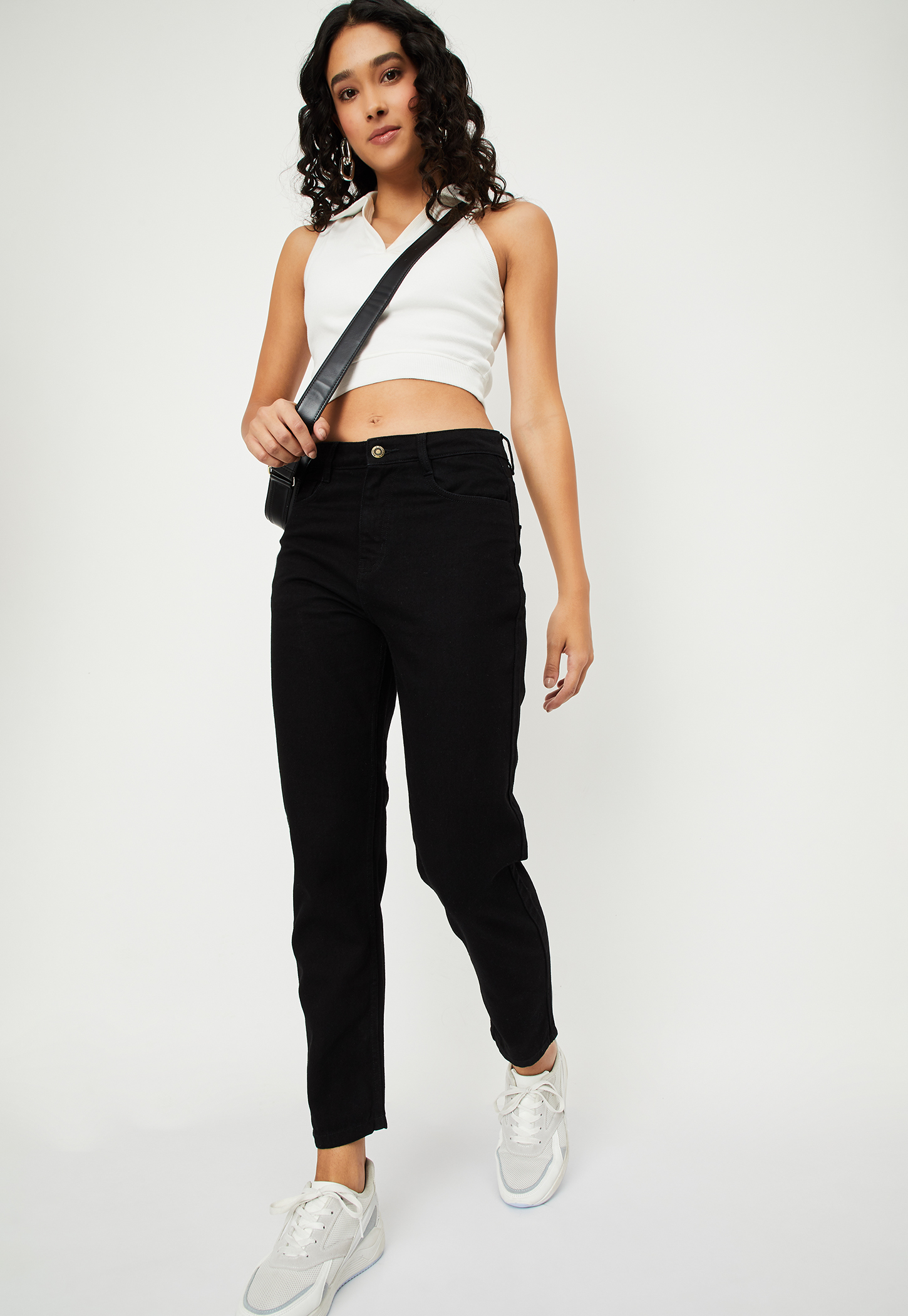 Women Solid High Rise Mom Fit Crop Jeans-picture-13