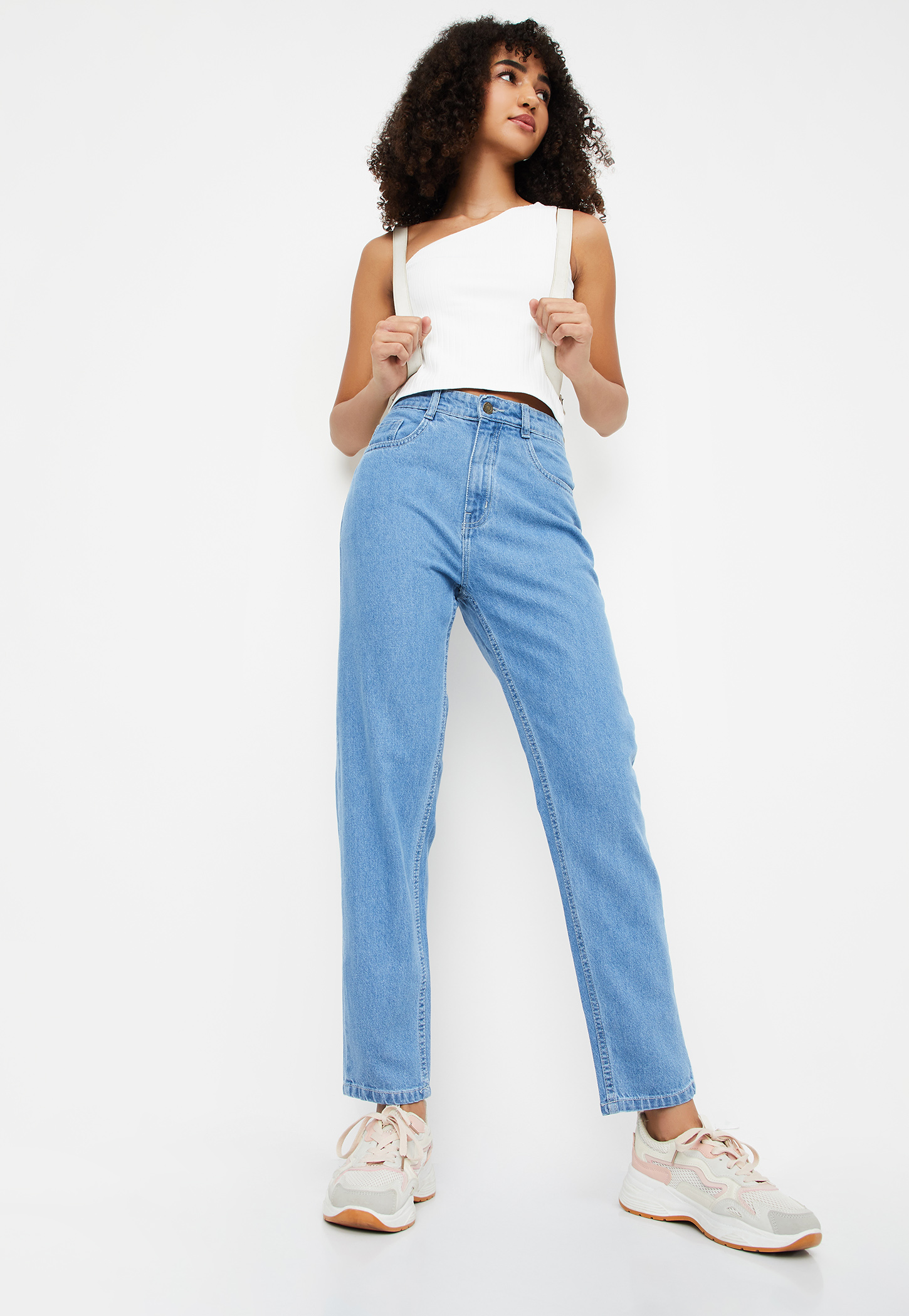 Women Washed High Rise Mom Fit Jeans-picture-10