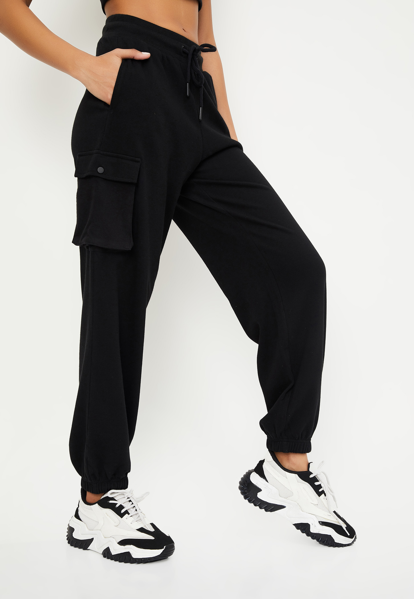 Women Solid Athleisure Cargo Joggers-picture-34