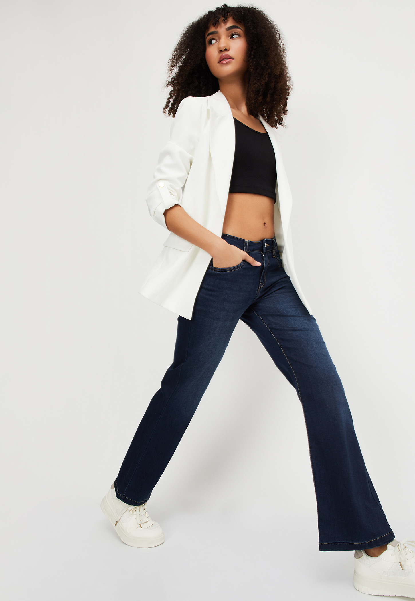 Women Washed Kick Flare Jeans-picture-11