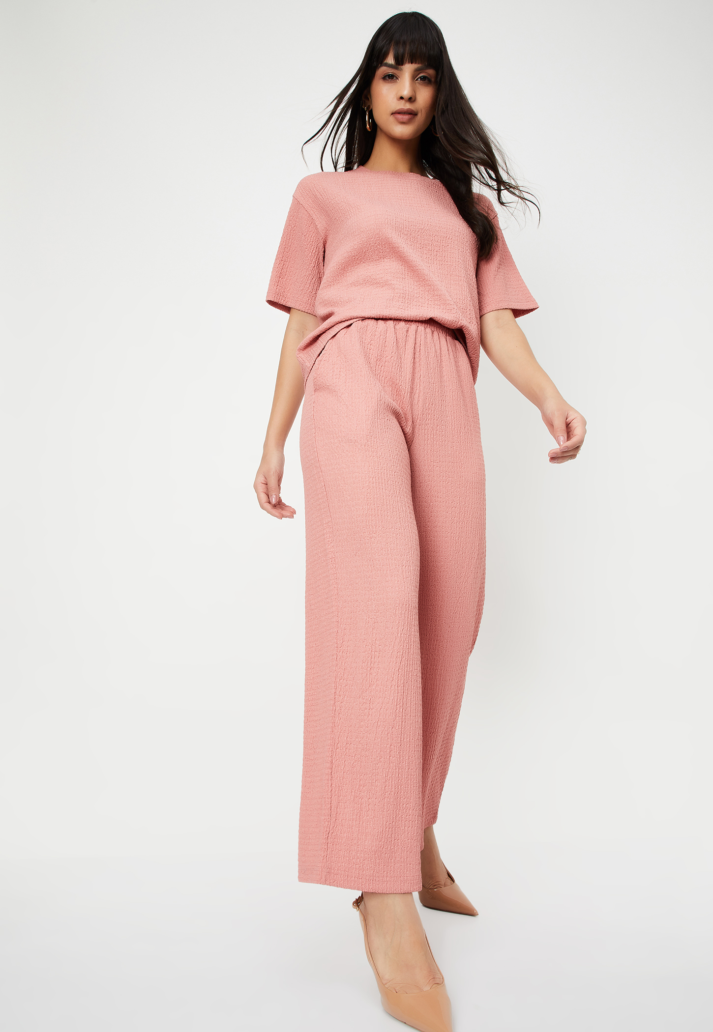 Women Textured Wide-Leg Trousers-picture-34