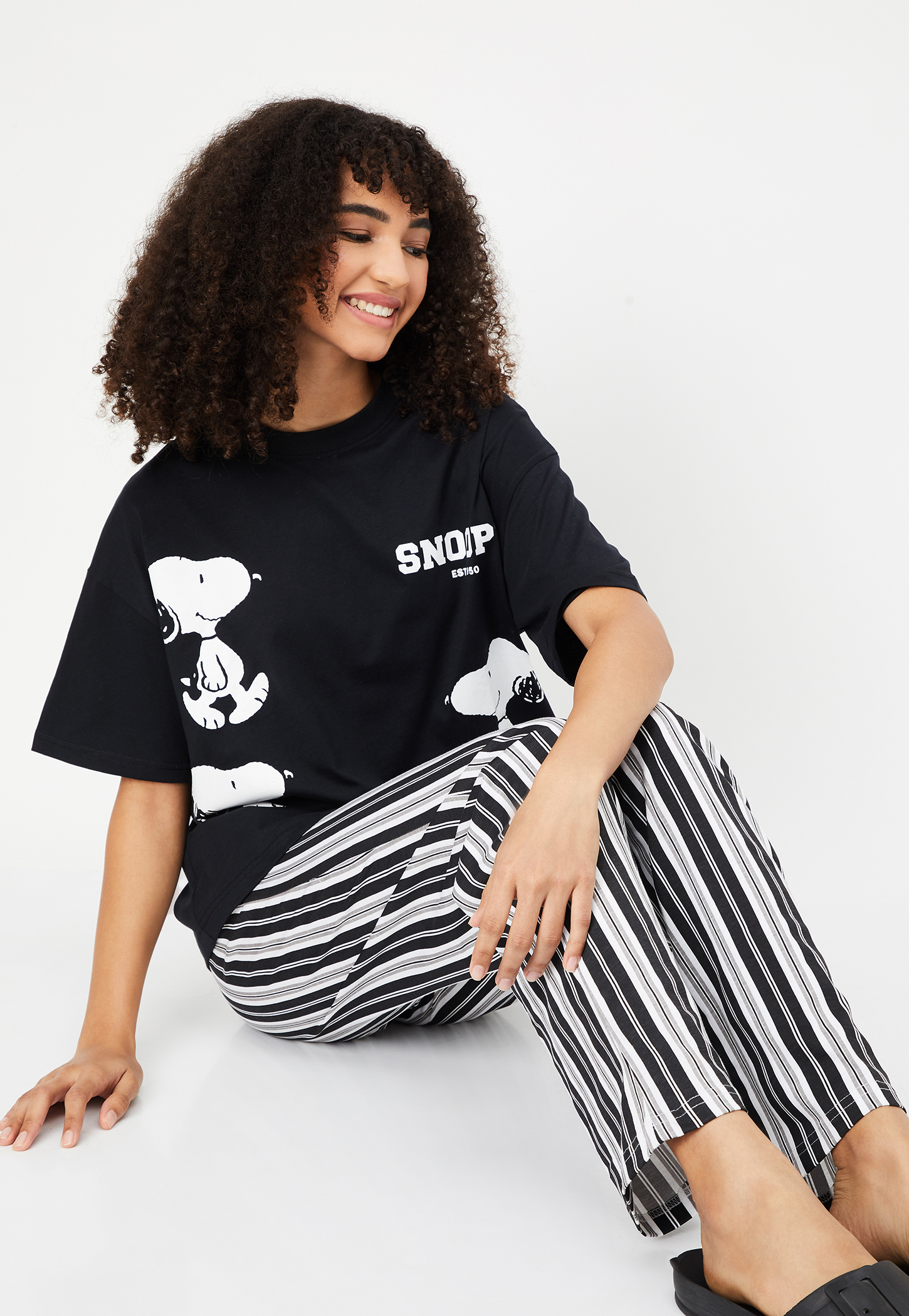 women snoopy print pj set