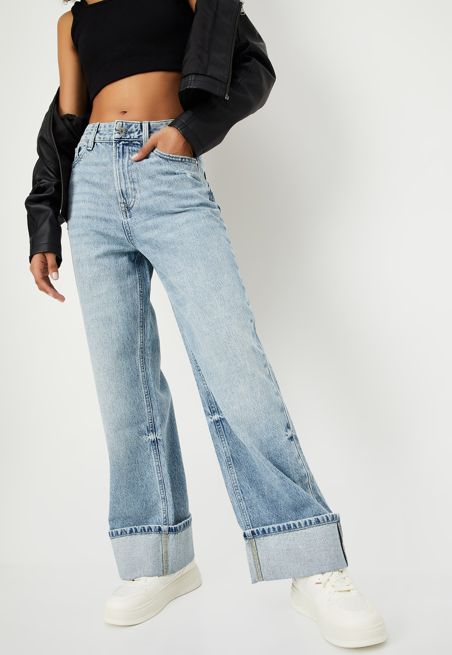 Women Washed Wide Leg Jeans-picture-41