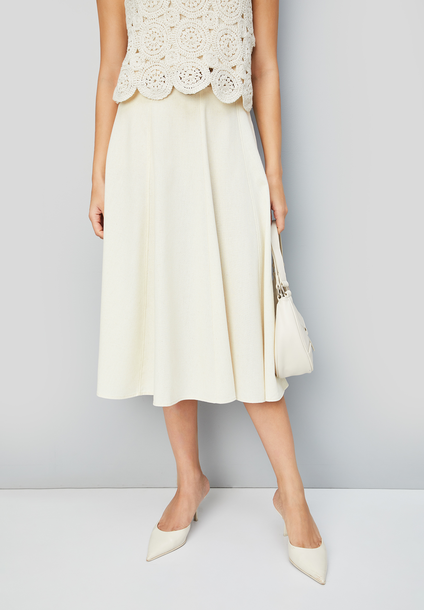 Women Solid A-line Belted skirt-image-6