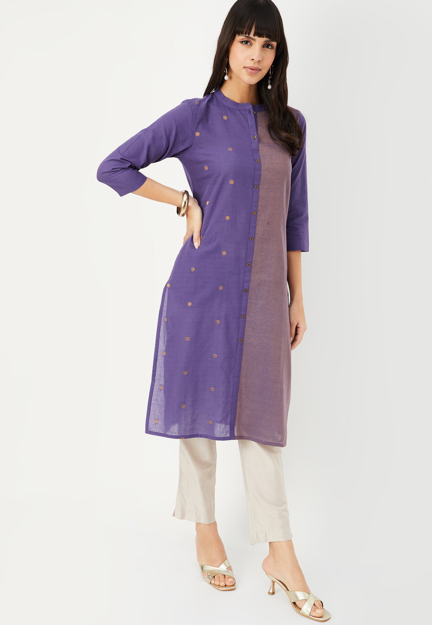 Women Woven Design Straight Kurta-image-23