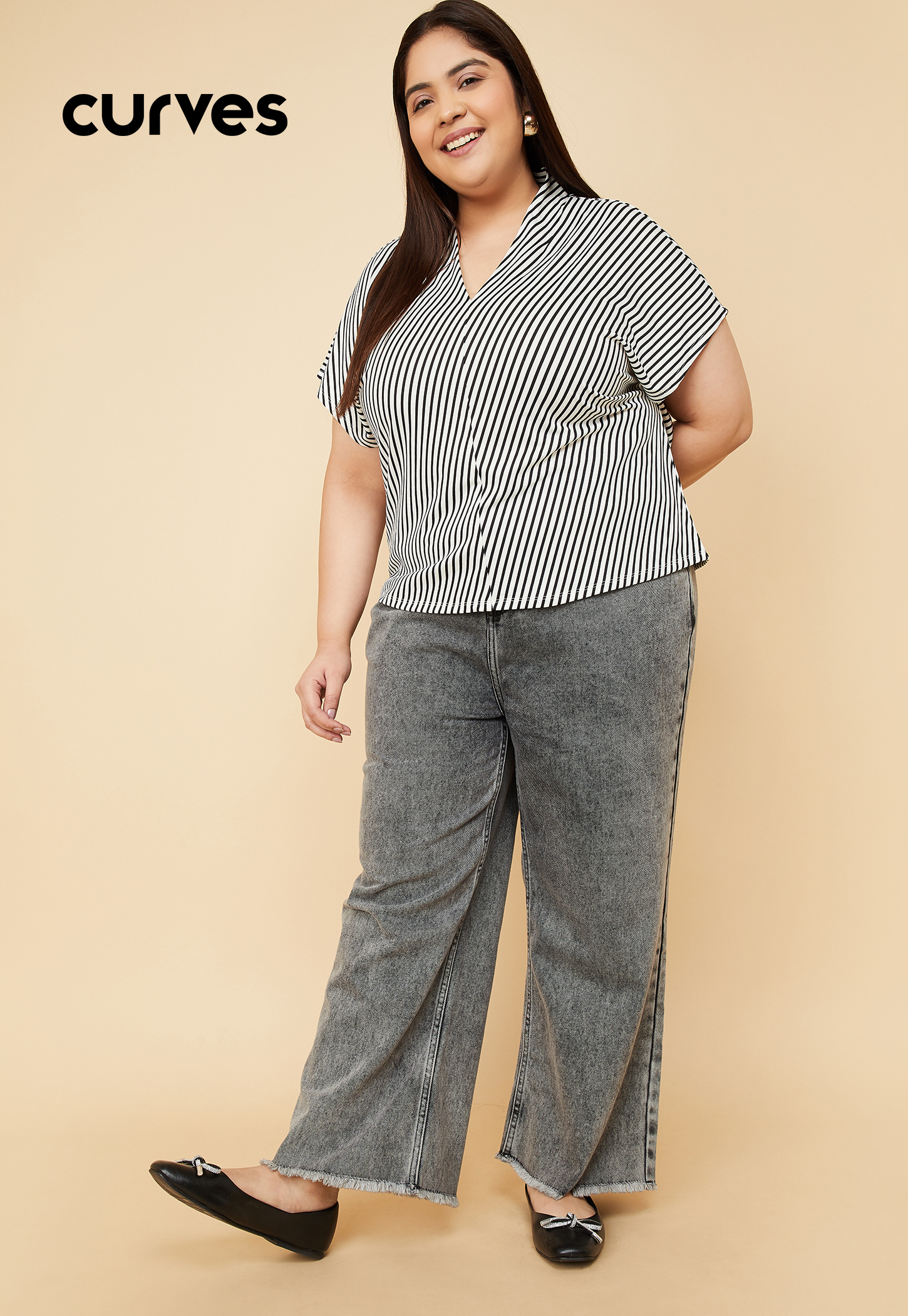Women Washed Wide Leg Jeans