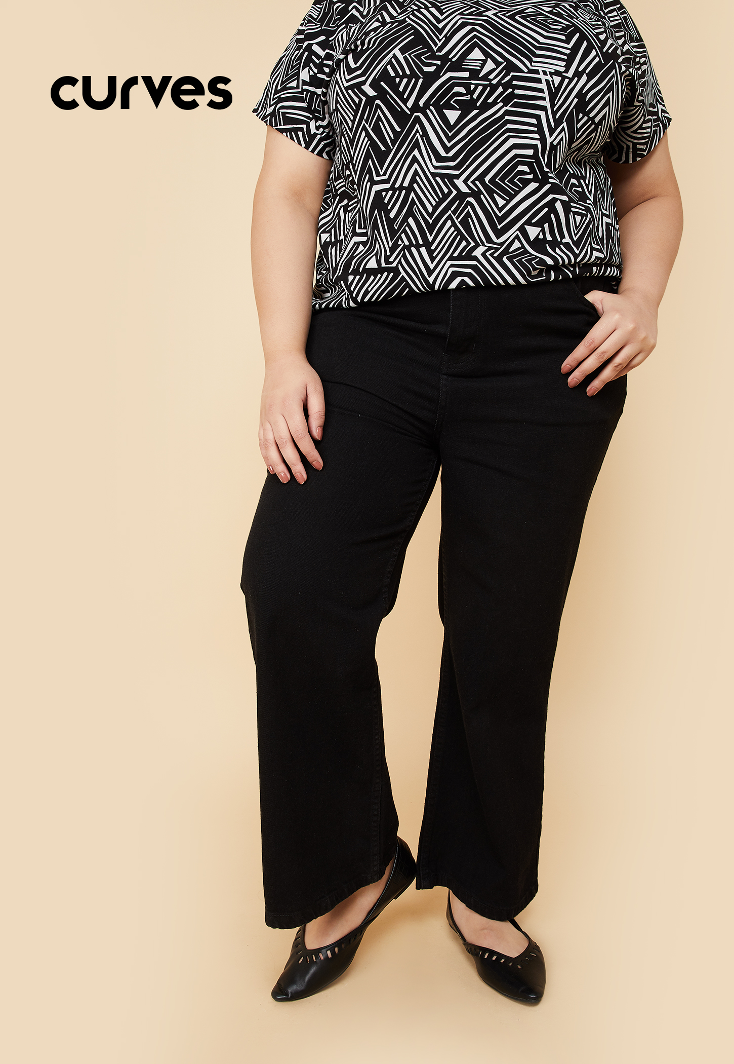 Women Solid Wide Leg Jeans-picture-24