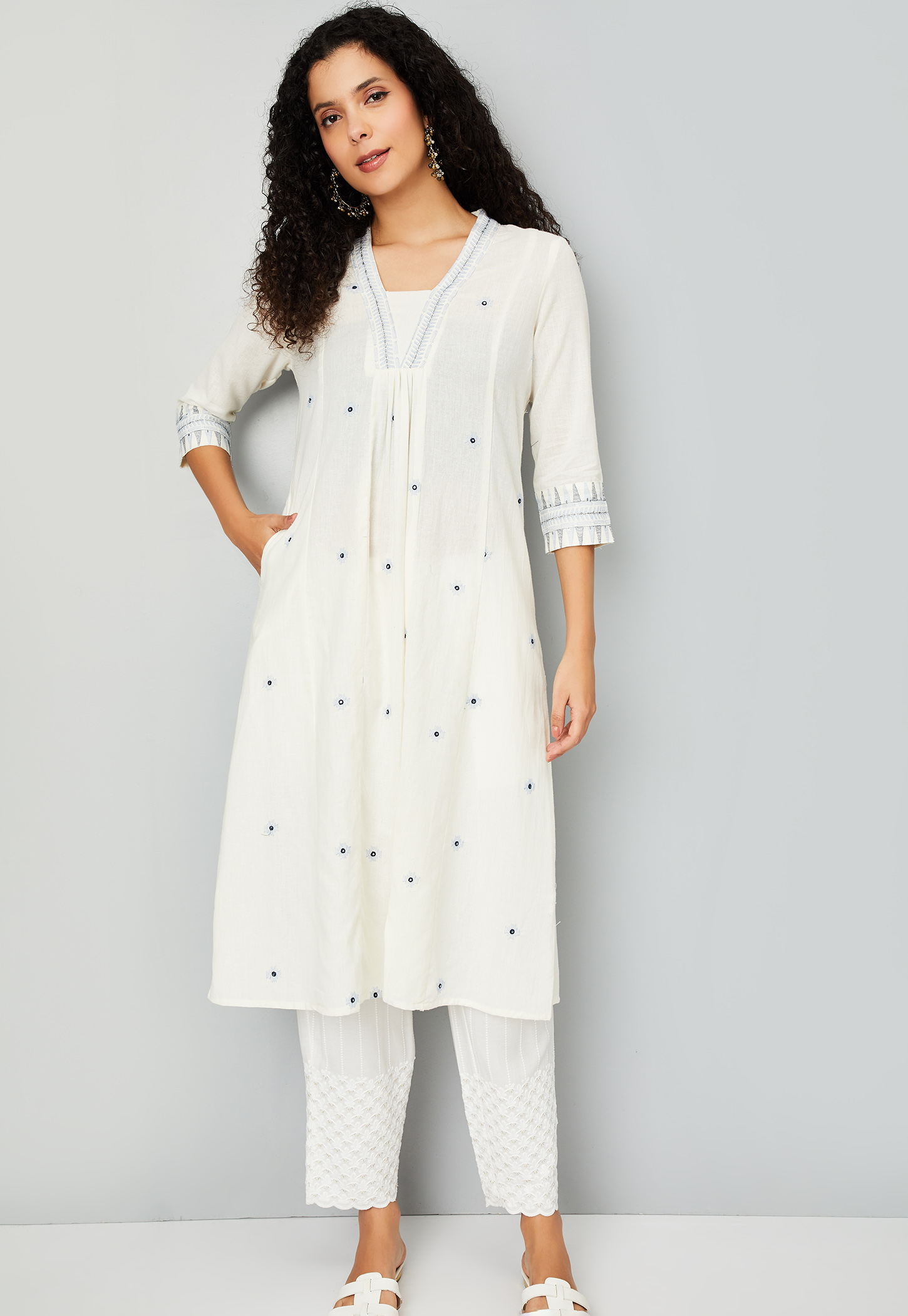 Women Floral Embroidered A-line Kurta-picture-35