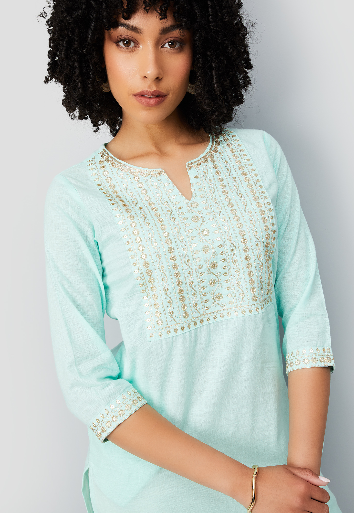 Women Yoke Embroidered Straight Kurta-picture-12