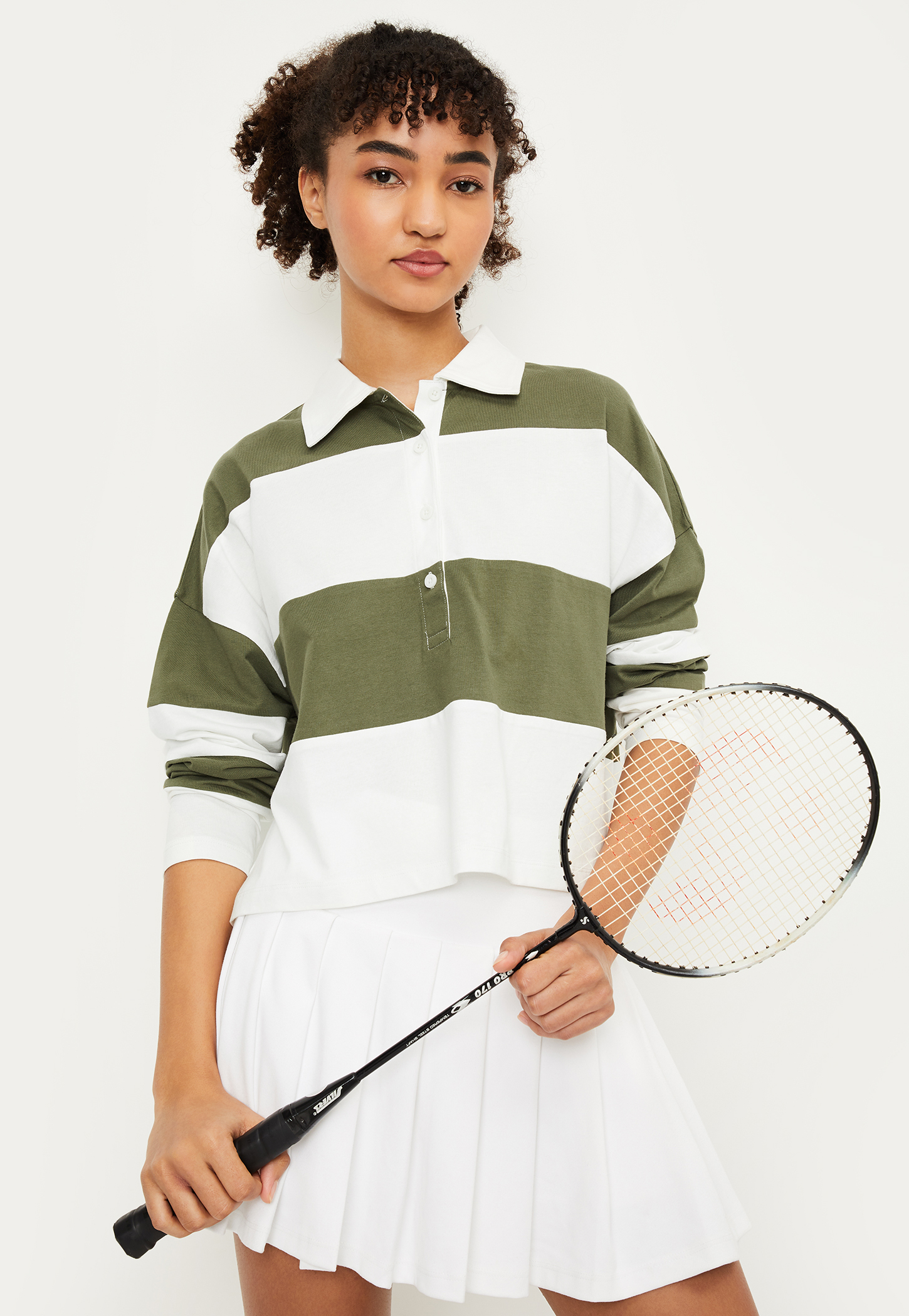 Women Striped Sports Polo T-shirt-picture-24