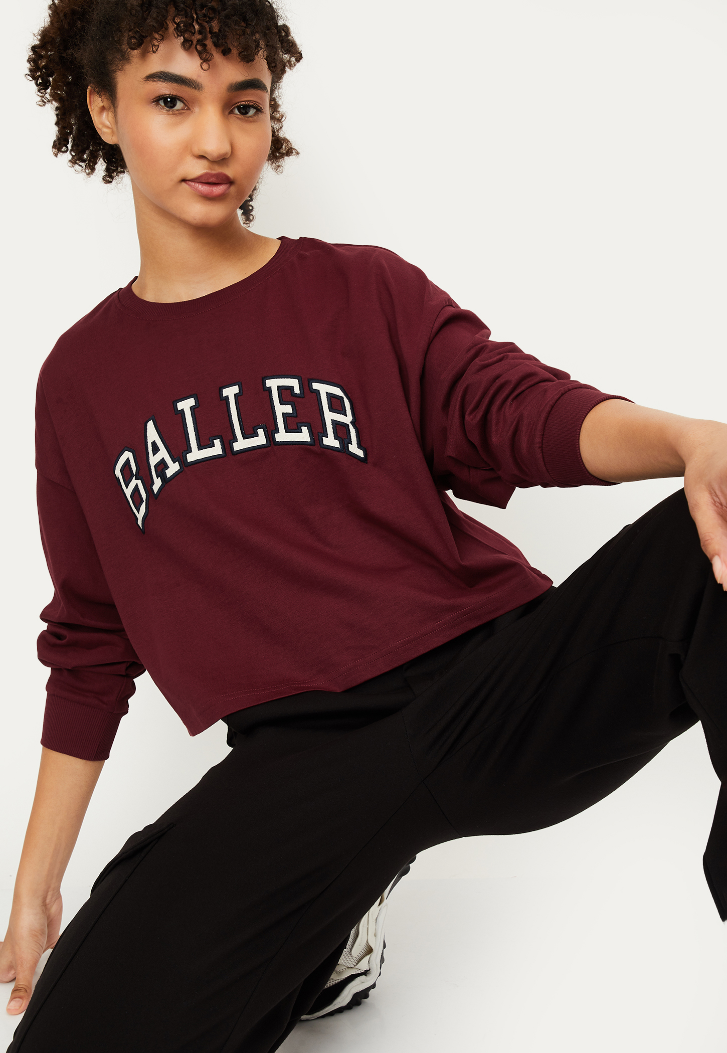 Women Applique Boxy Fit Sports T-shirt-picture-15