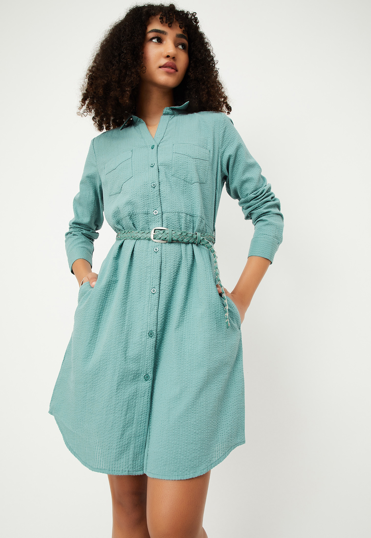 Women Textured Shirt Dress-picture-47