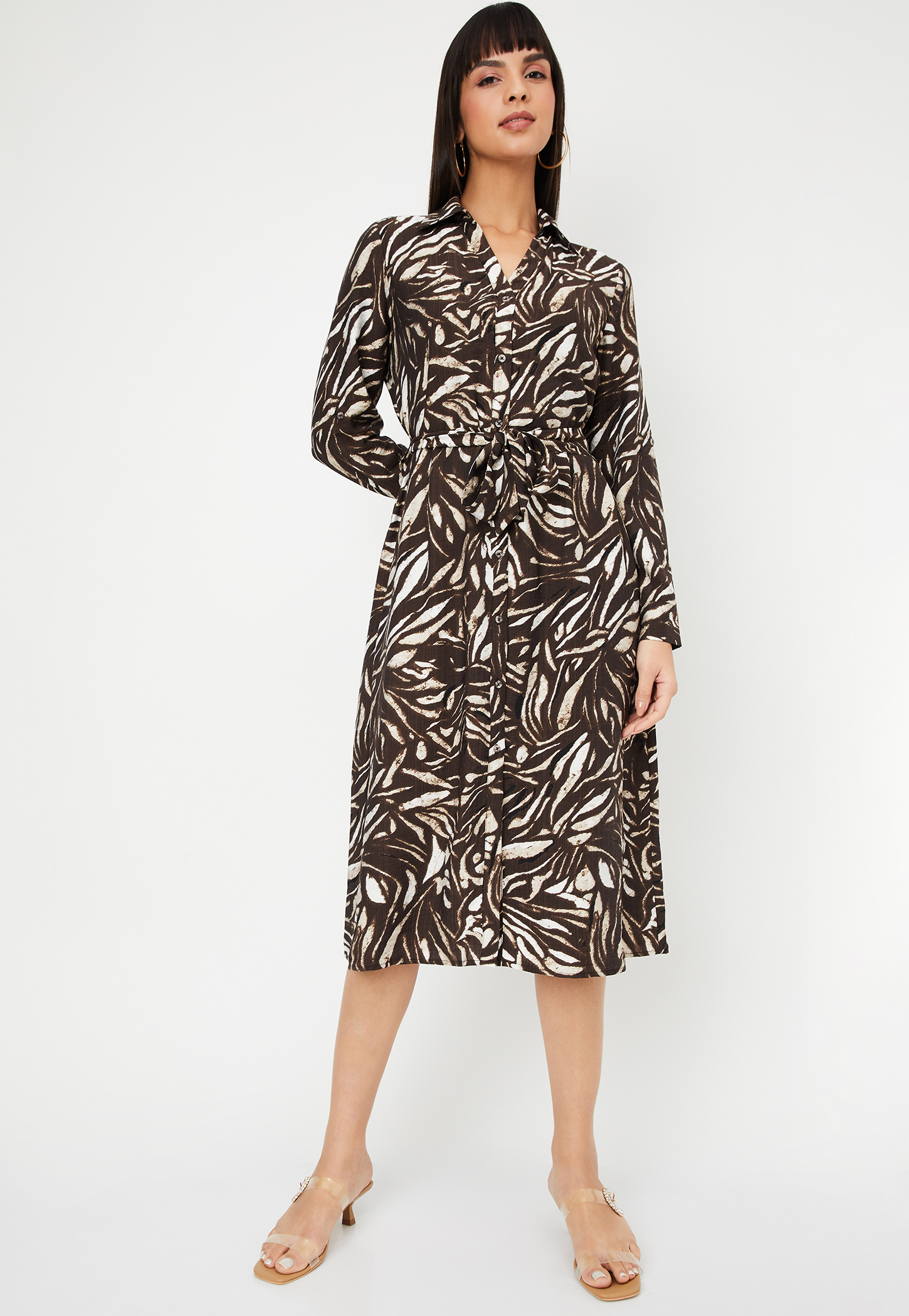 Women Printed Shirt Midi Dress-picture-38