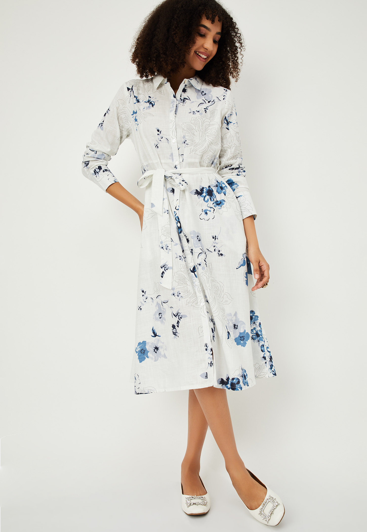 Women Floral Print Shirt Dress-picture-41