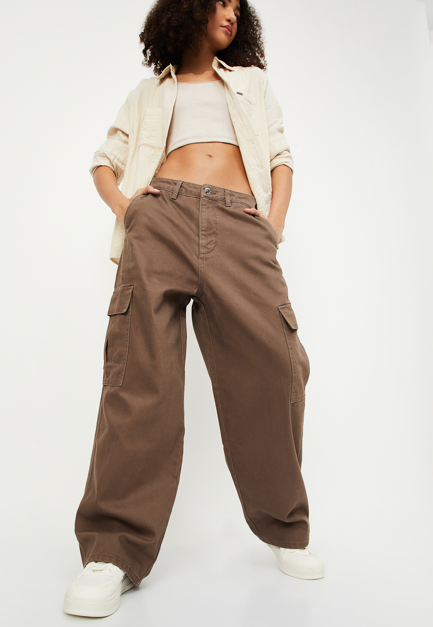 Women Solid Cargo Jeans-picture-30