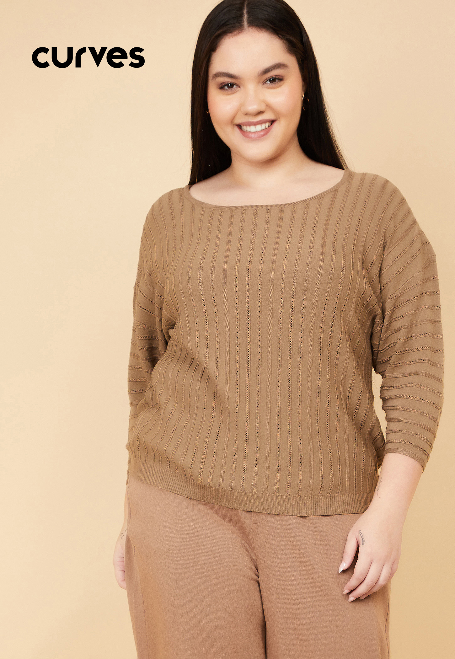 Women Knit Striped Blouse-picture-15
