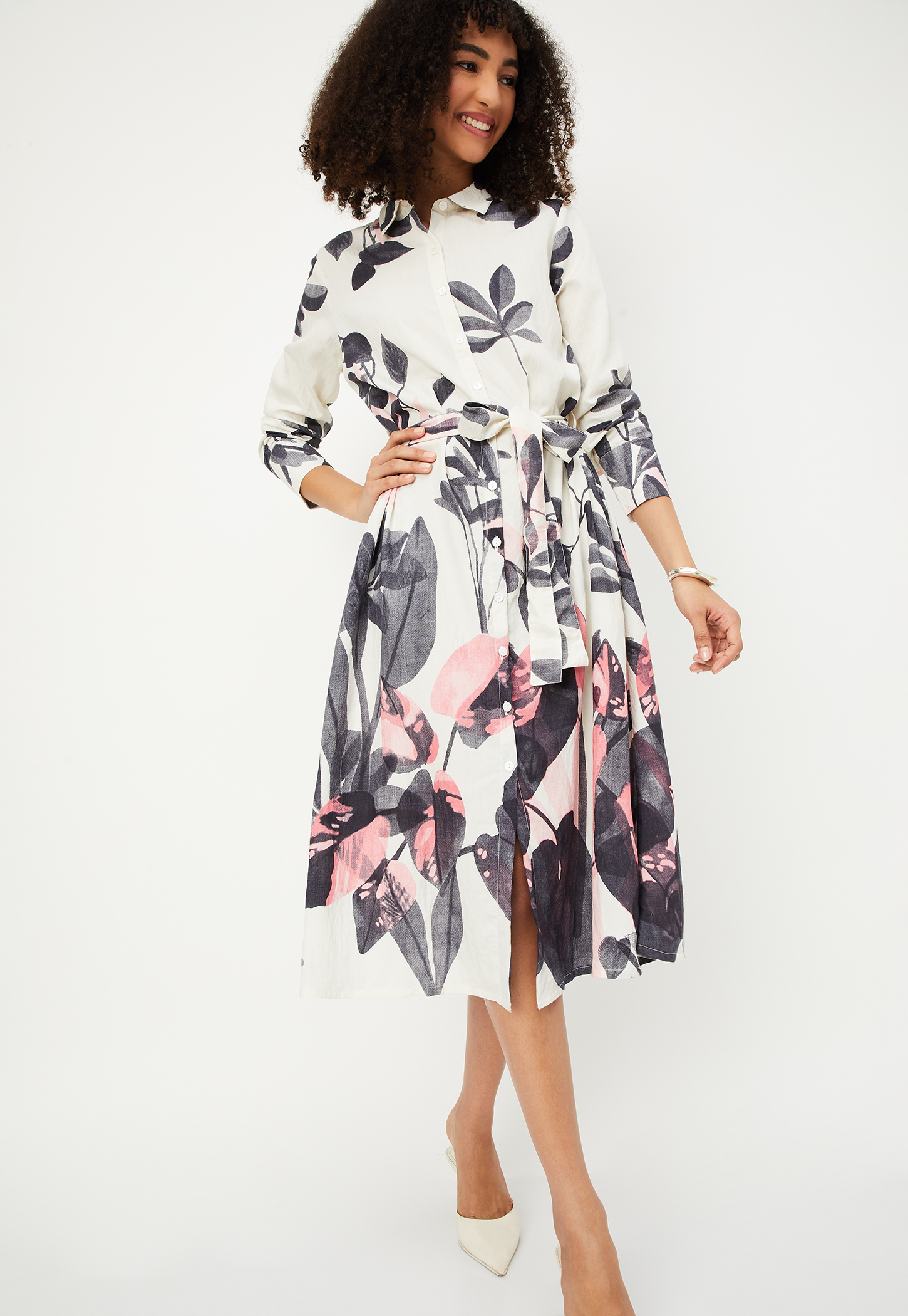 Women Floral Printed Shirt Dress-picture-45