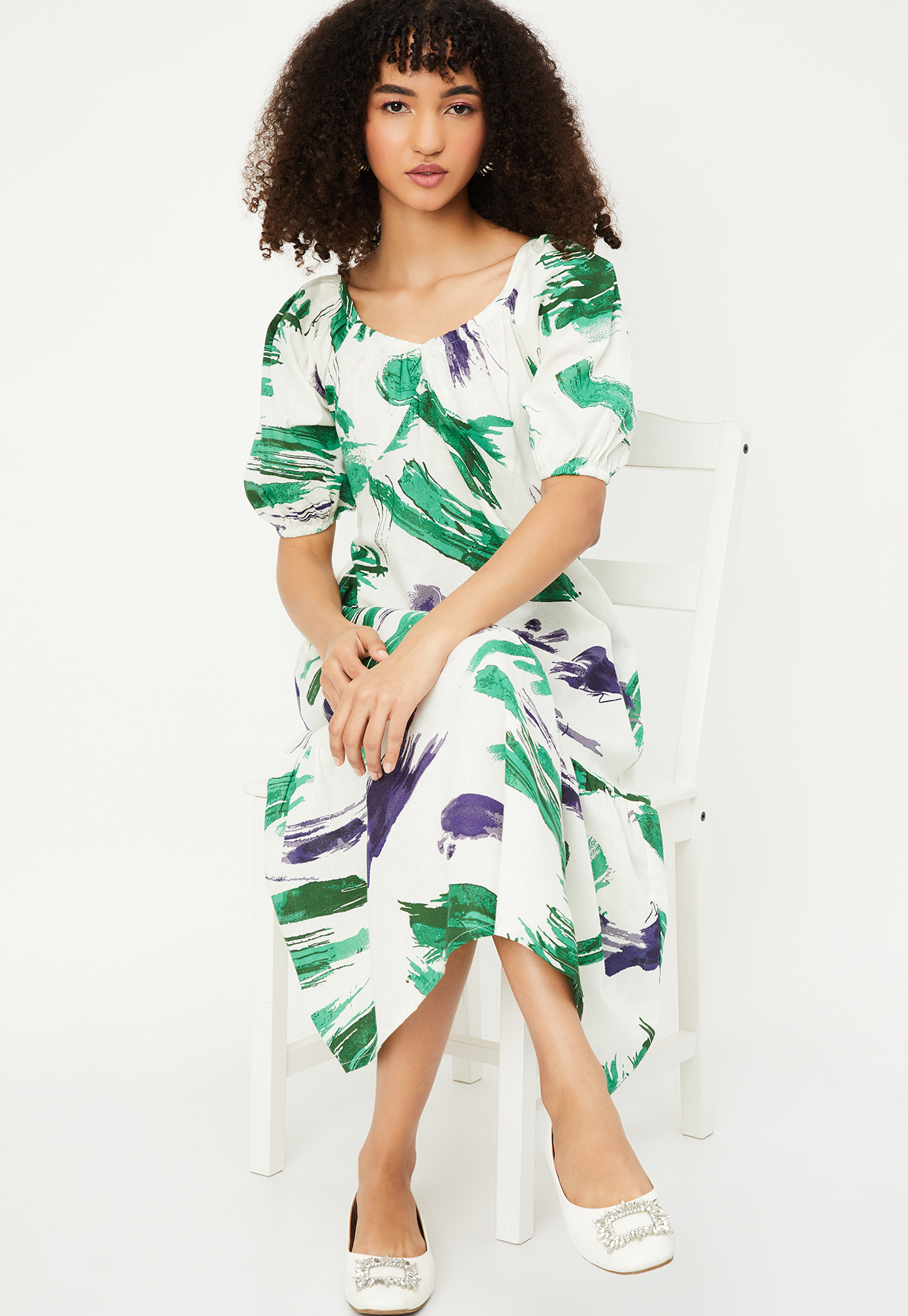 Women Printed A-line Midi Dress-picture-34