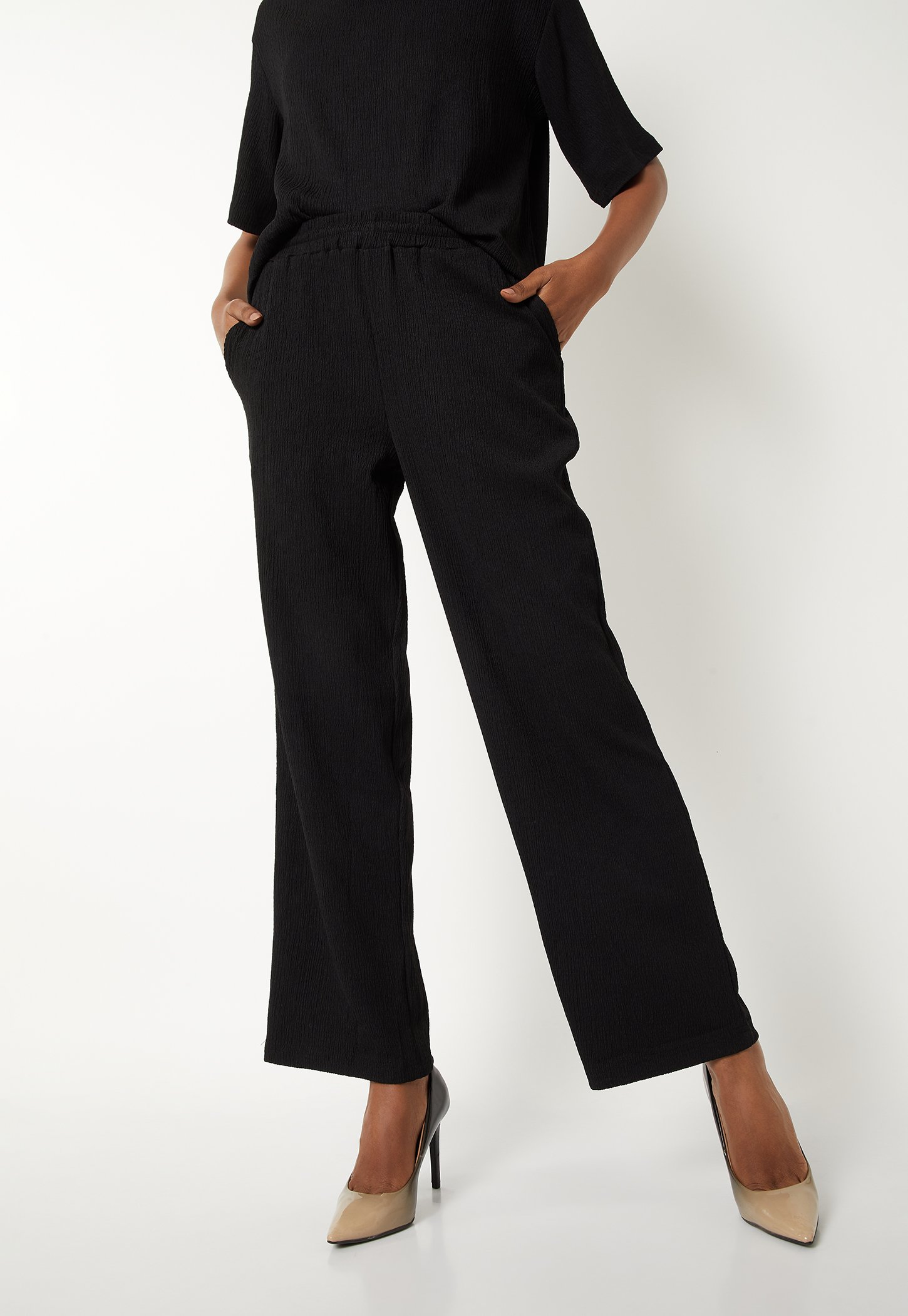 Women Textured Comfort Fit Trousers-picture-25