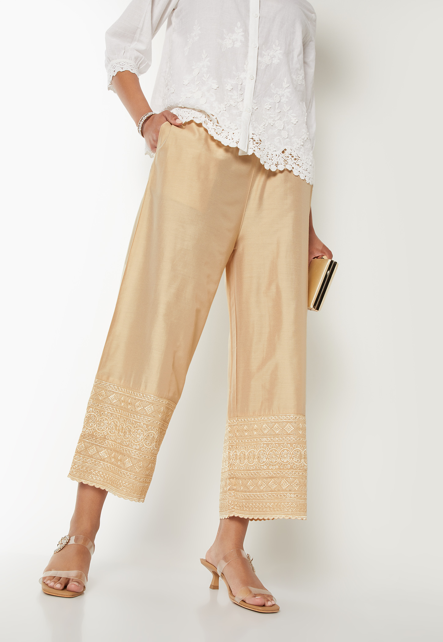 Women Embroidered Hem Palazzos-picture-40