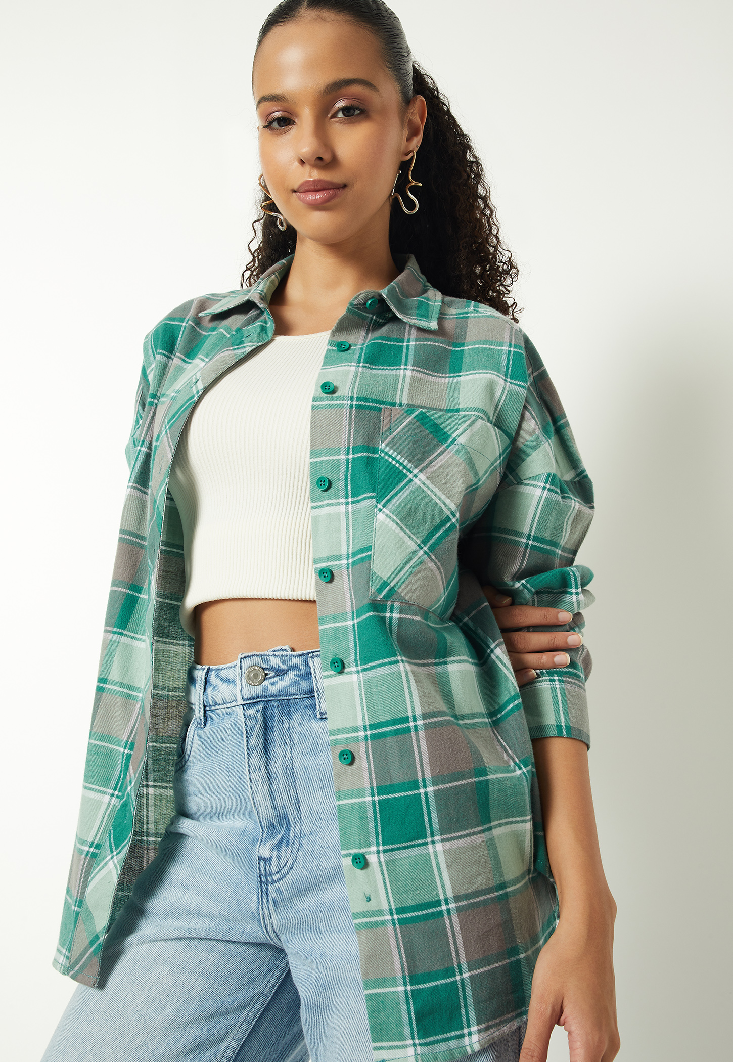 Women Checked Oversized Shirt-picture-56