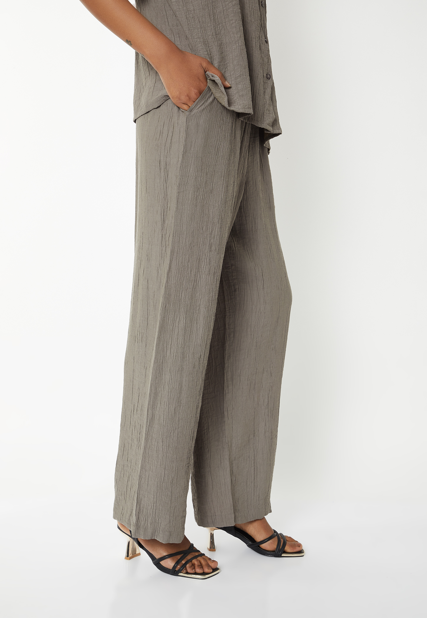 Women Textured Wide Leg Trousers-picture-39
