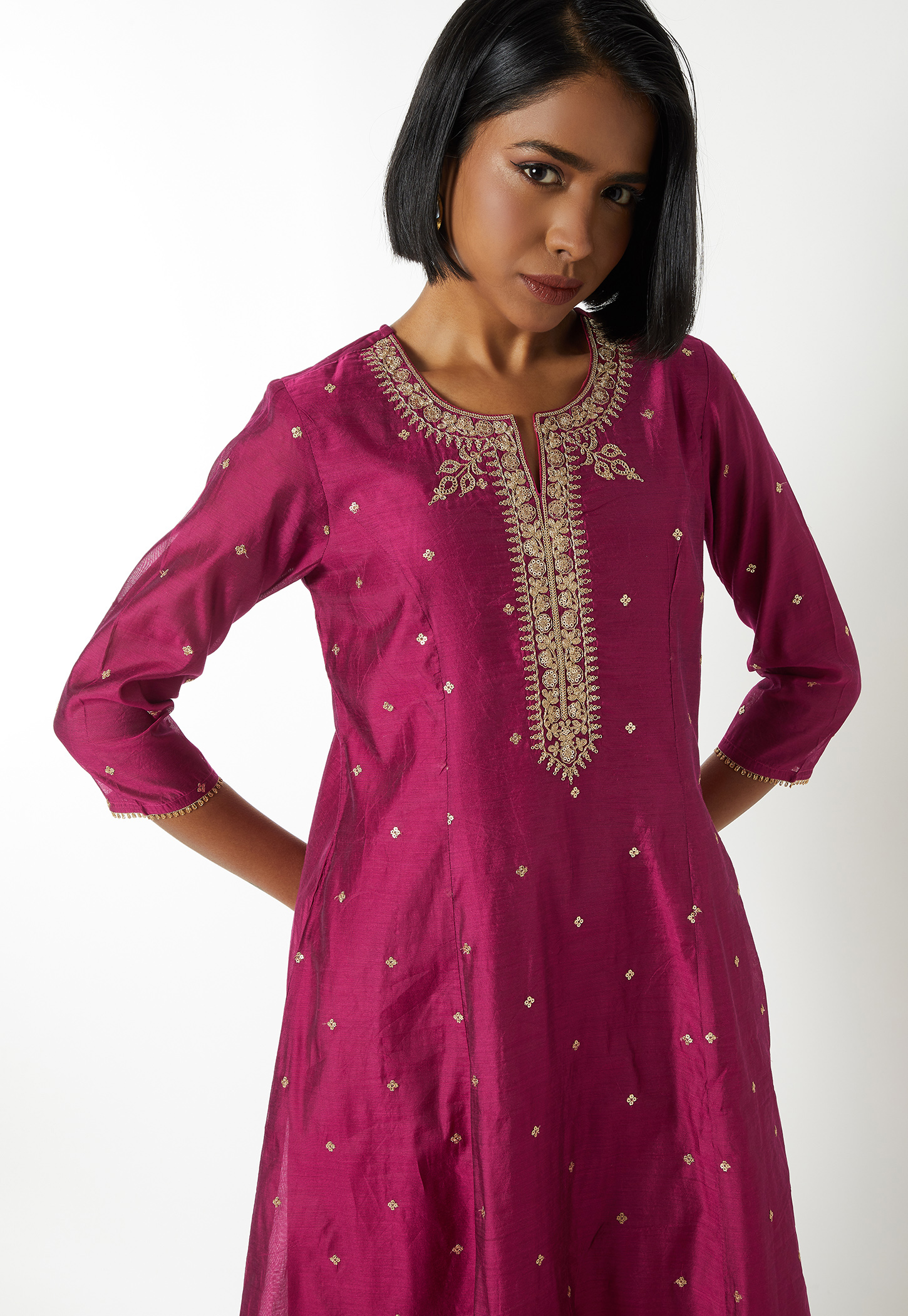 Women Embroidered Flared Kurta-image-2