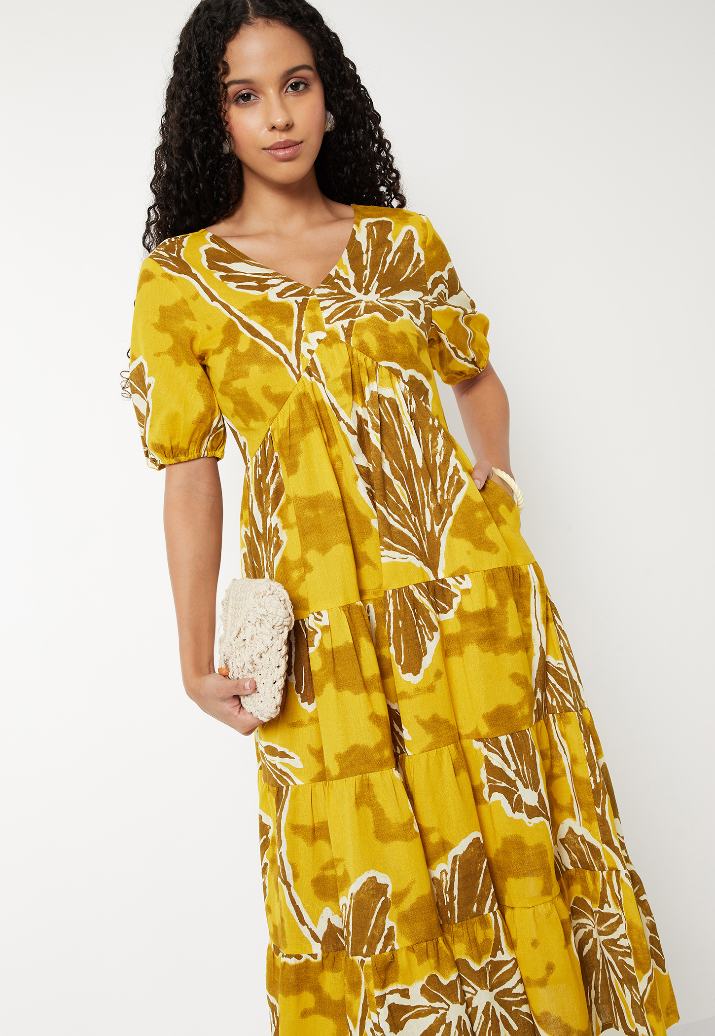 Women Printed Tiered Midi Dress-picture-33