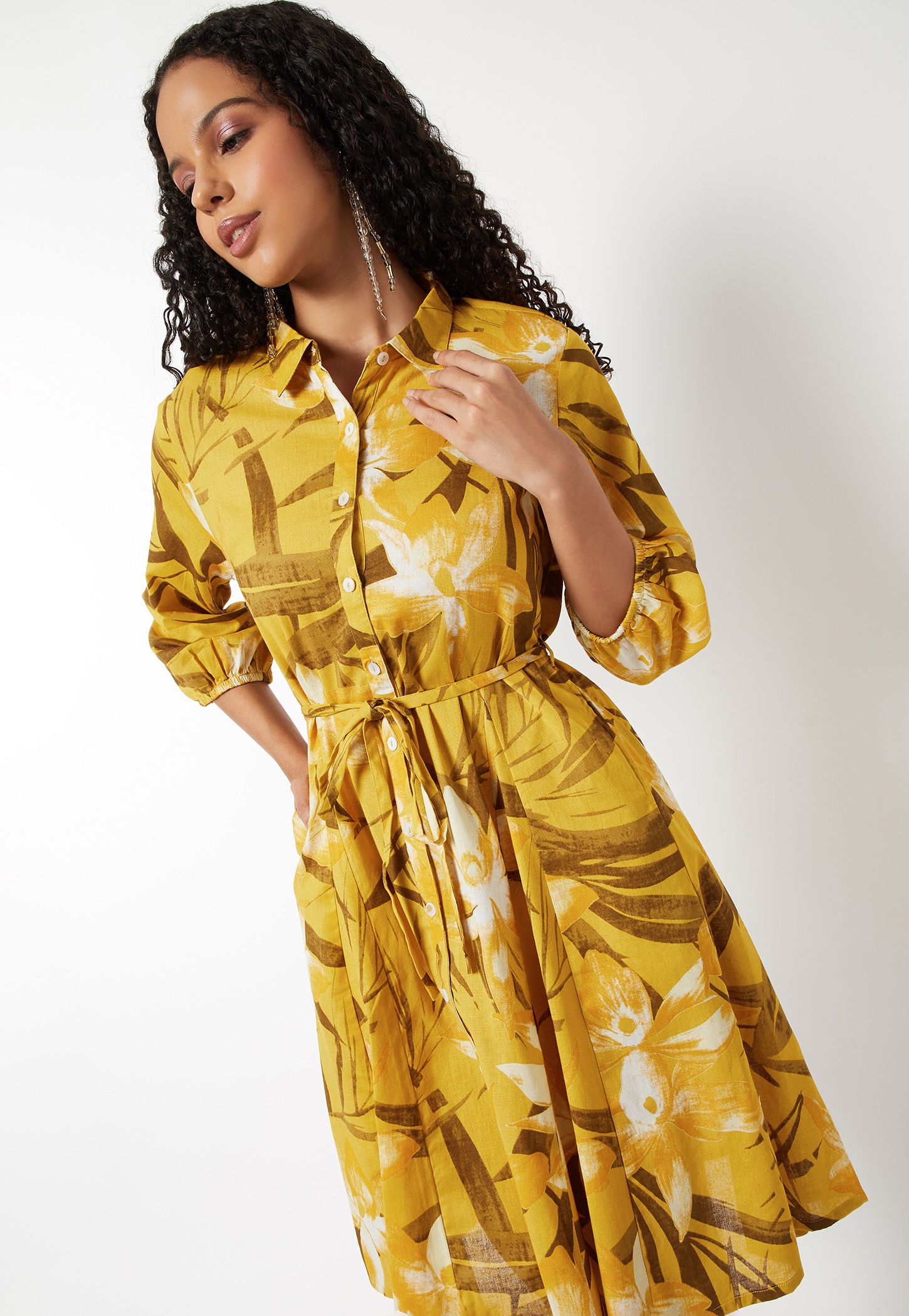 Women Printed Shirt Dress-image-10