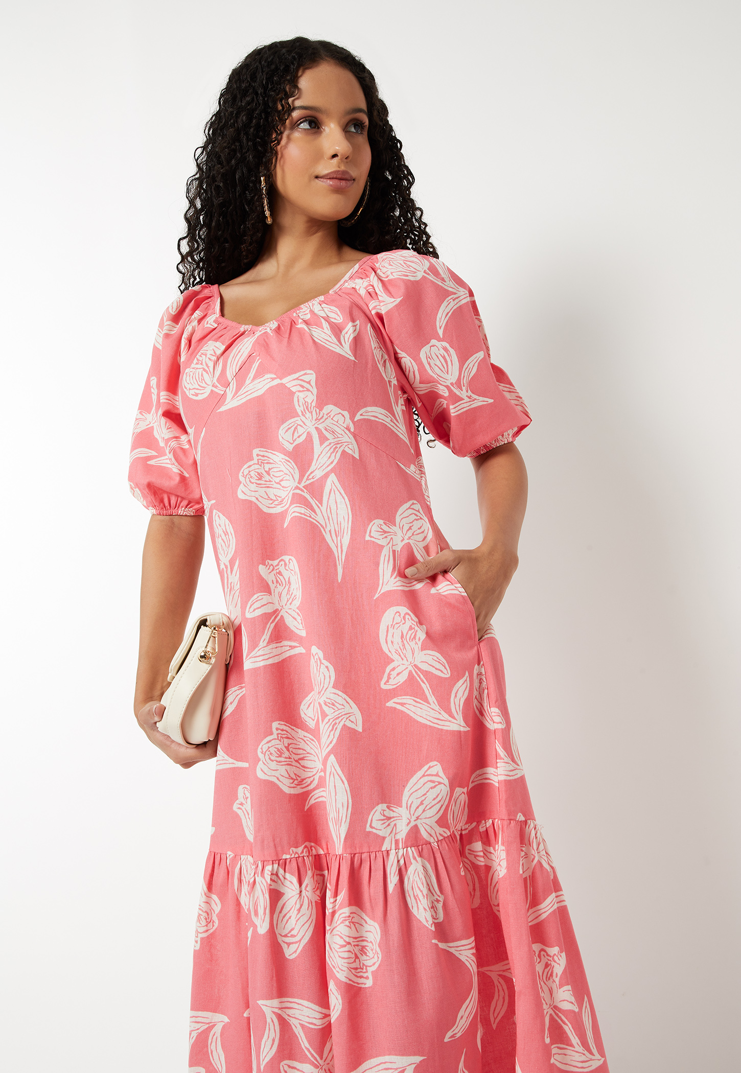 Women Floral Print Midi Dress-image-6