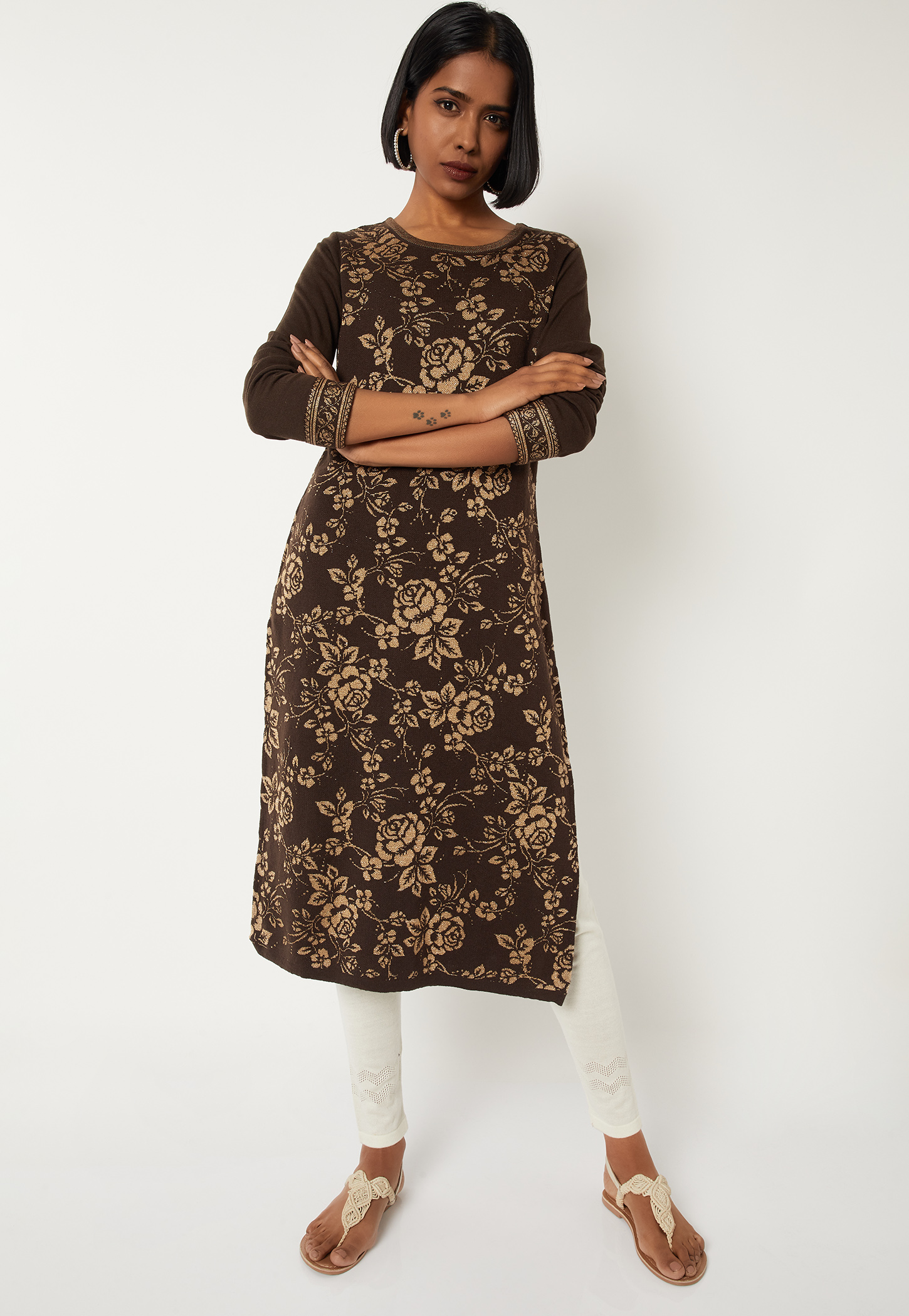 Women Floral Knit Straight Kurta-picture-19