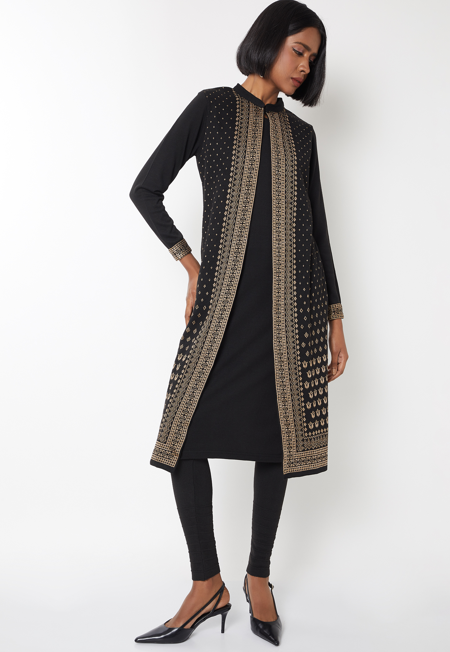 Women Knit Layered Winter Kurta-image-15