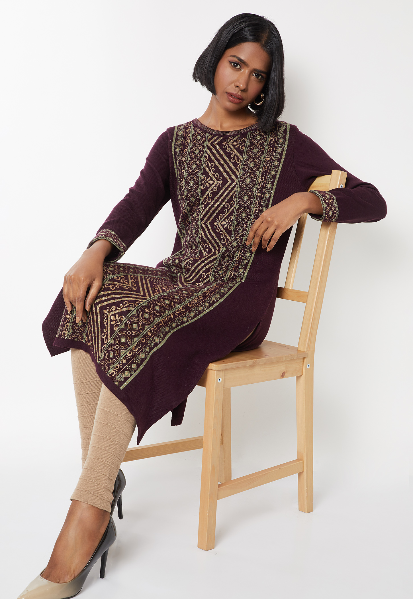 Women Knit Straight Winter Kurta-image-3