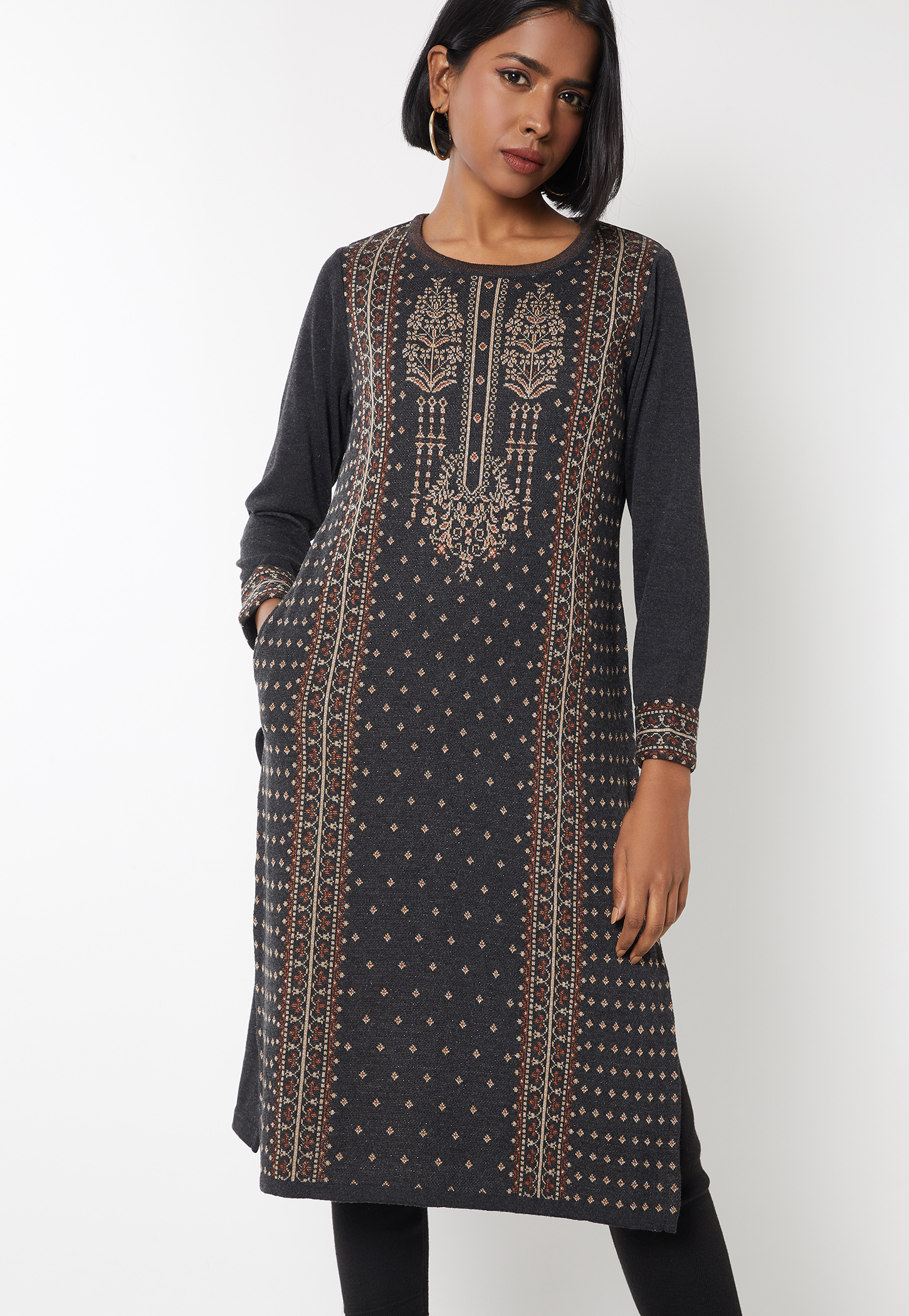 Women Knit Straight Winter Kurta-image-12