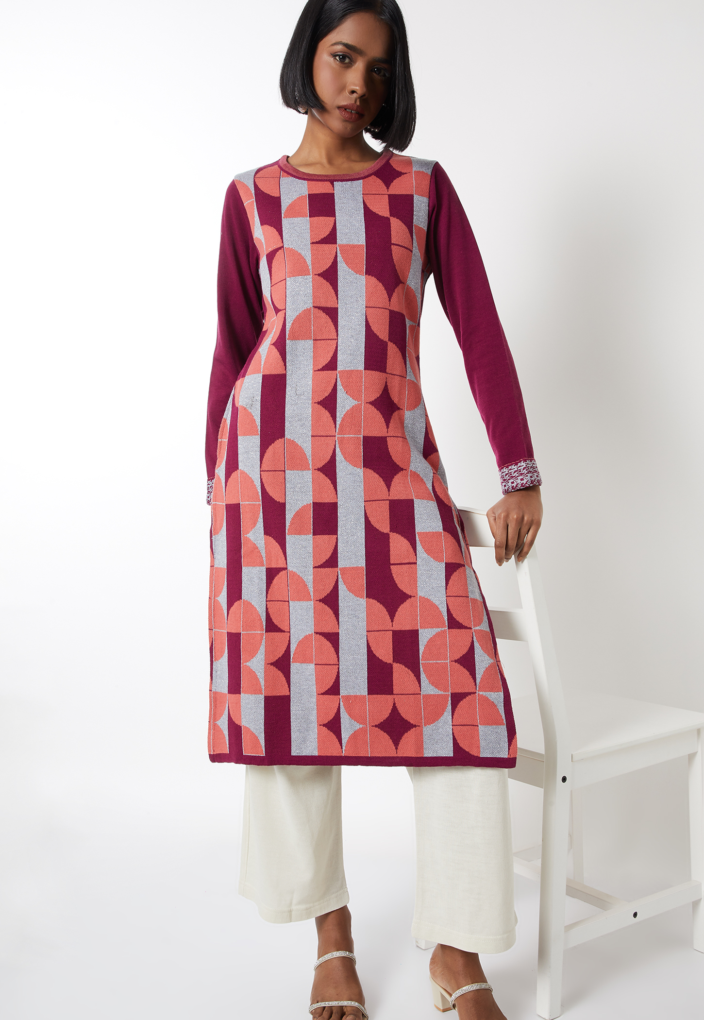 Women Knit Straight Winter Kurta-image-6