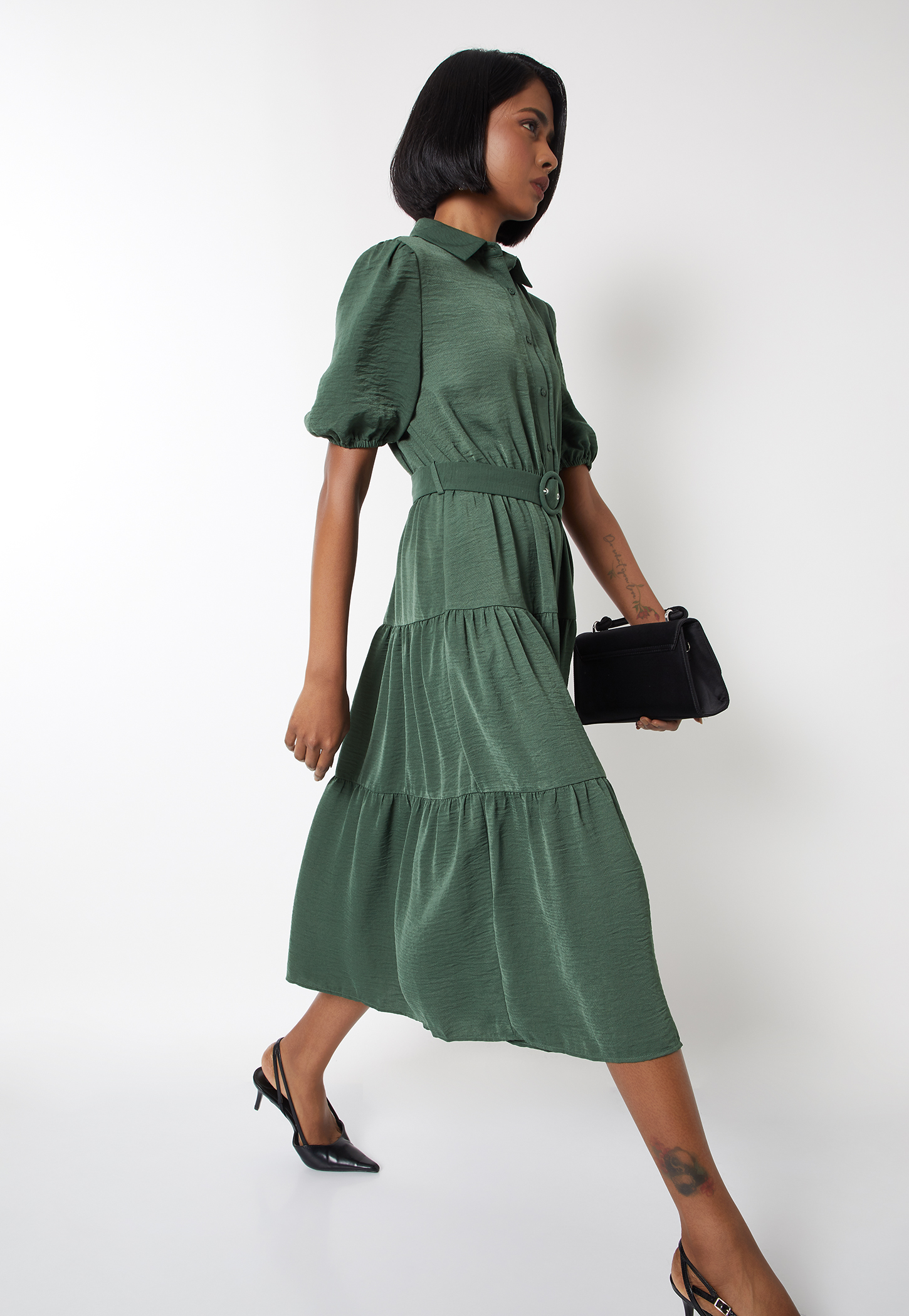 Women Textured Tiered Midi Dress-picture-37