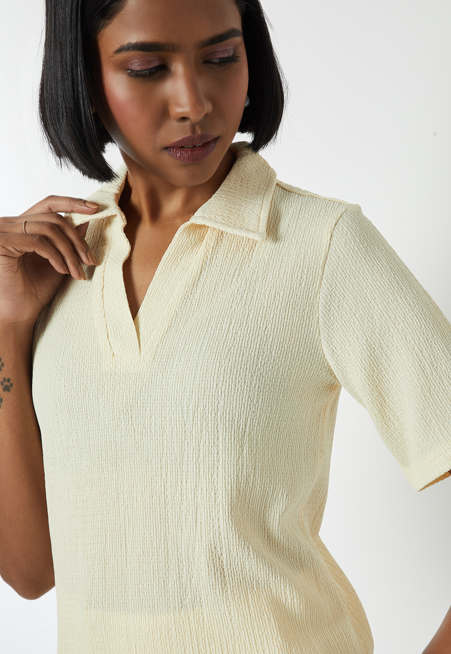 Women Textured Polo T-shirt-picture-35