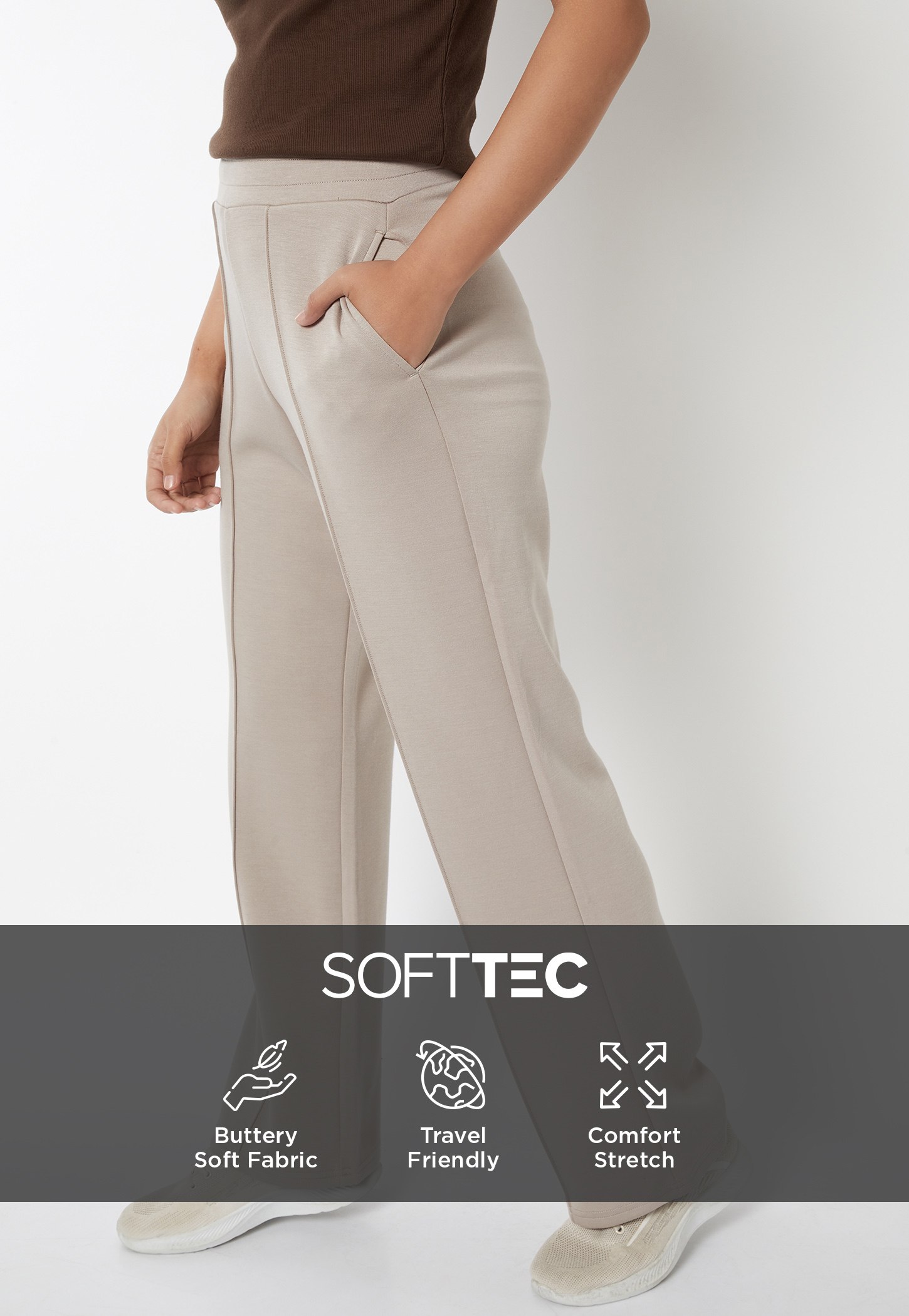Women Wide Leg Butter Soft Track Pants-image-17