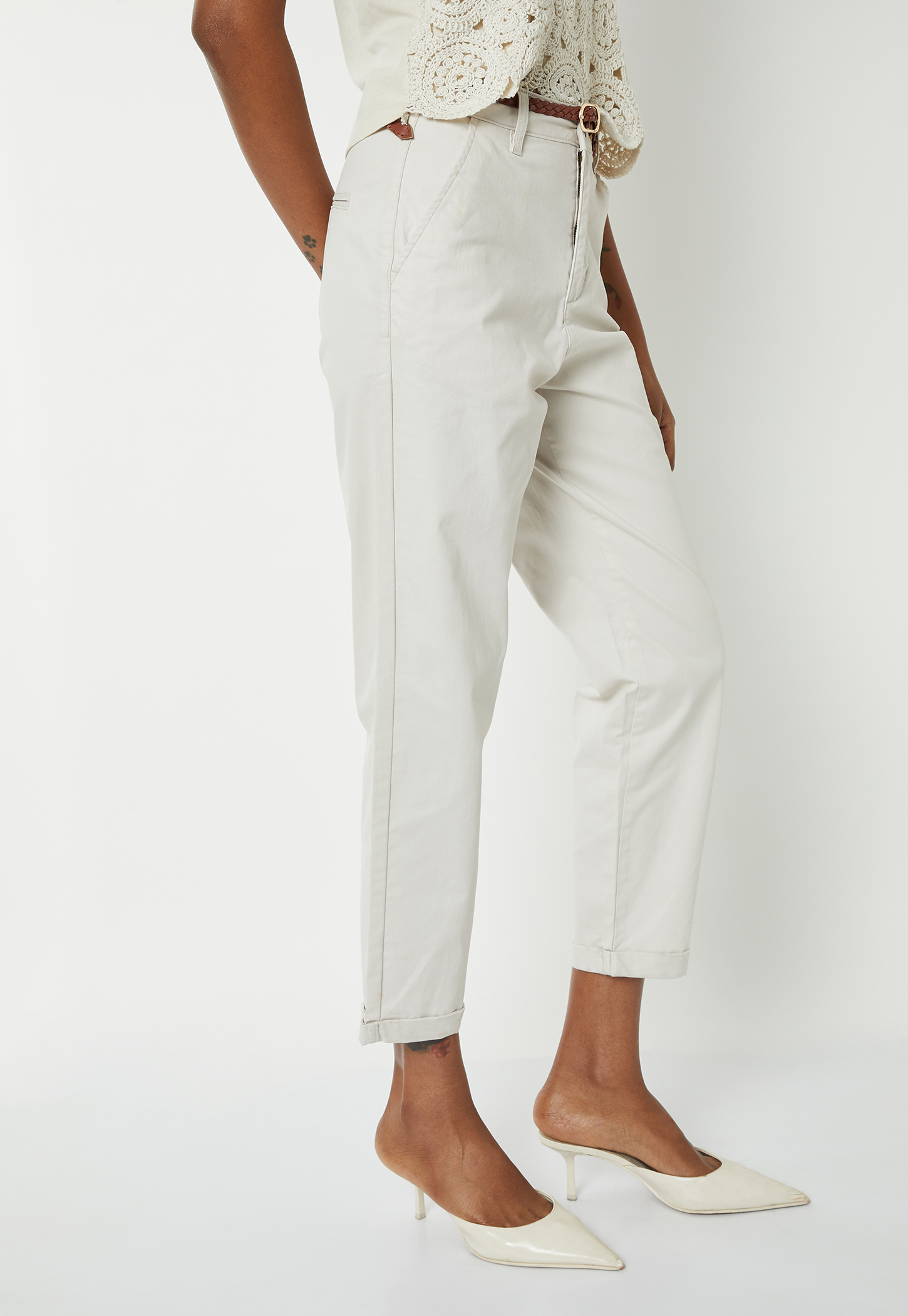 Women Solid Trousers with Braided Belt-picture-32