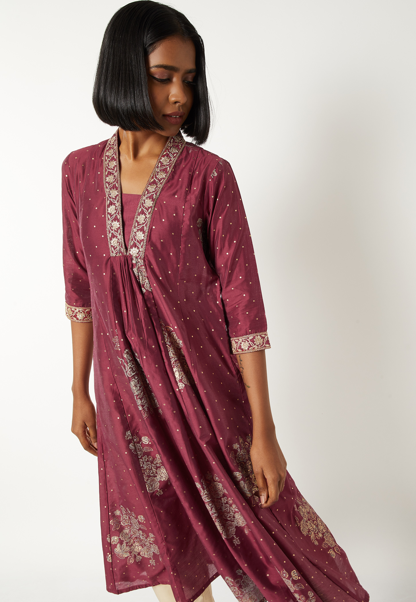 Women Foil Print A-line Kurta-picture-26