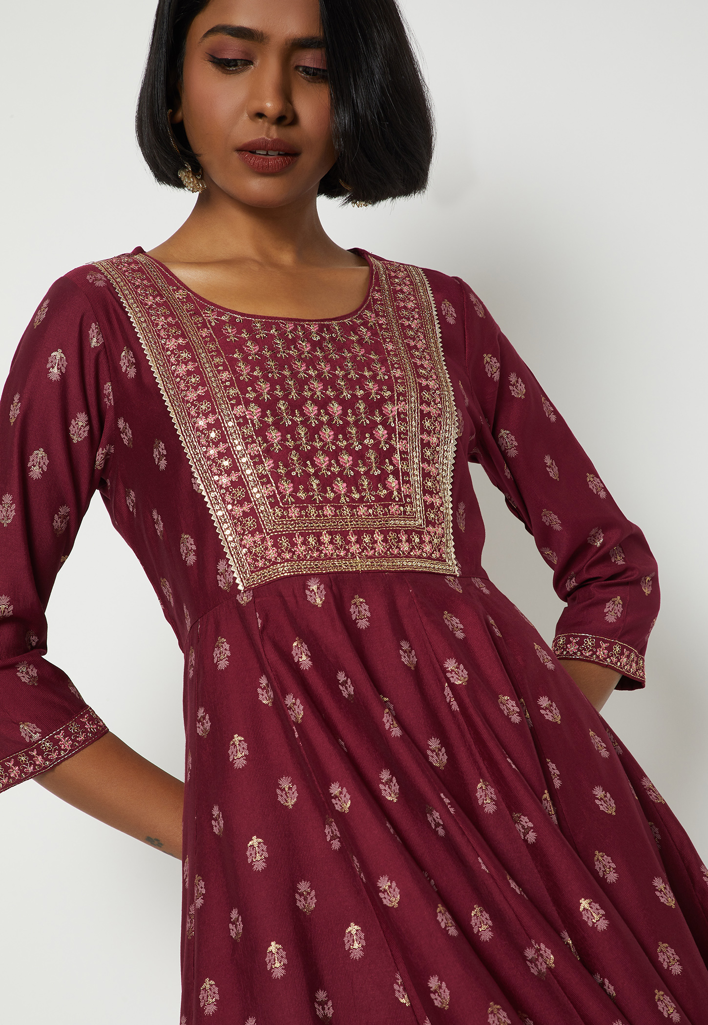 Women Embroidered A-line Kurta-picture-32