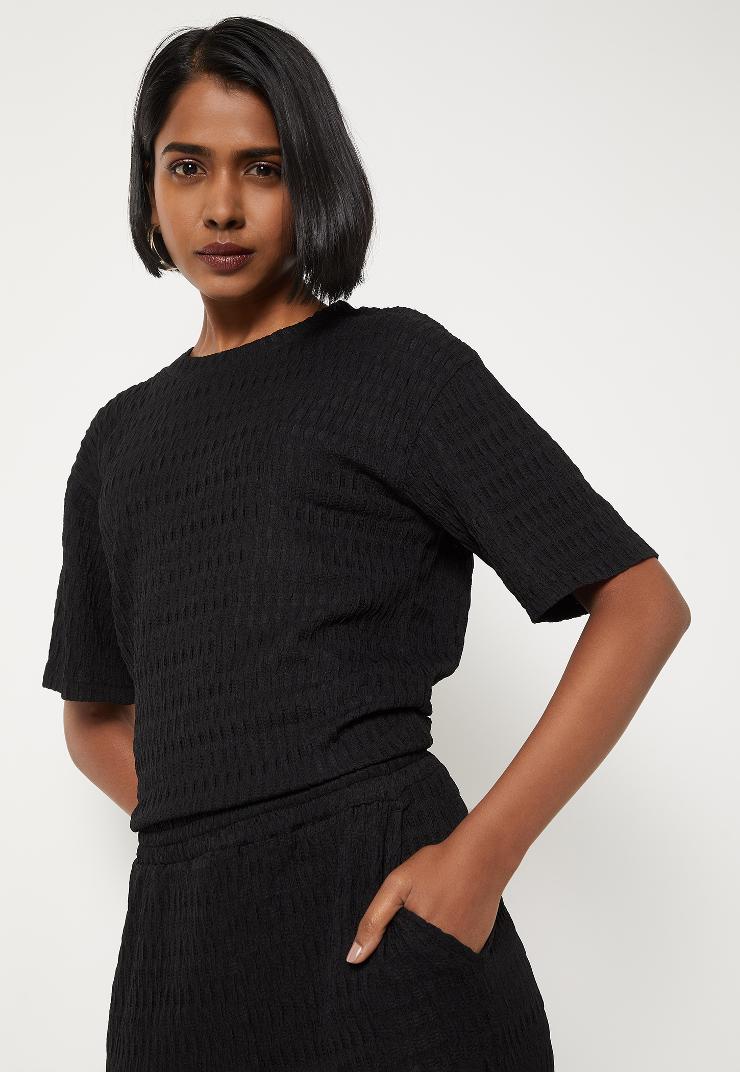 Women Textured Drop Shoulder Top-picture-26