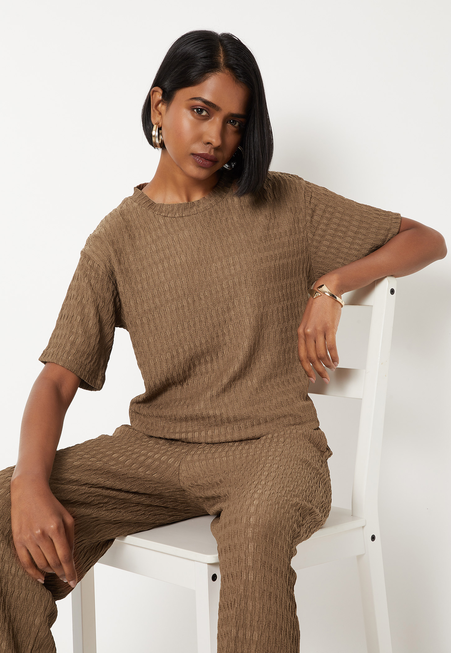Women Textured Drop Shoulder Top-picture-43