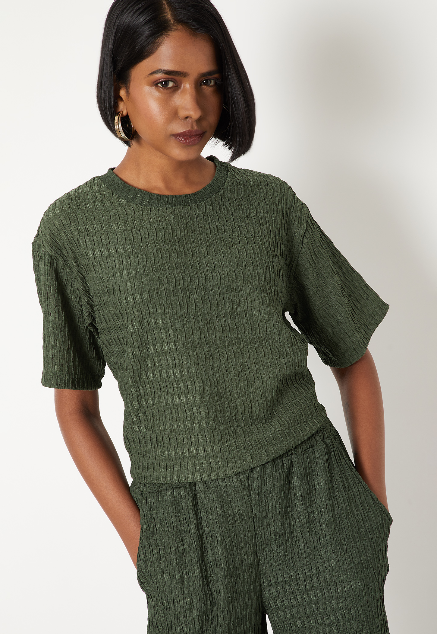 Women Textured Drop Shoulder Top-picture-47