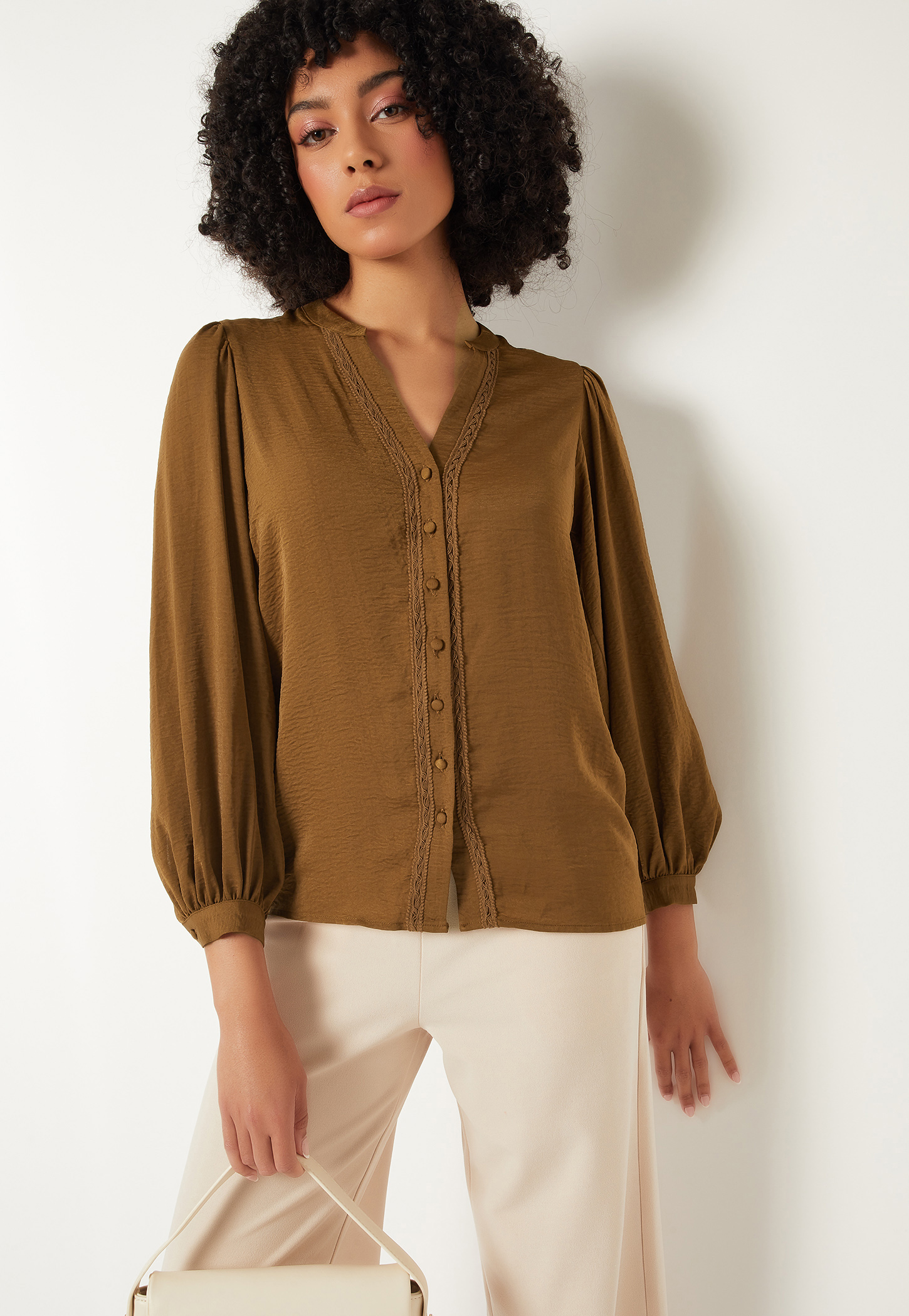 Women Crinkled Satin Finish Blouse-picture-46
