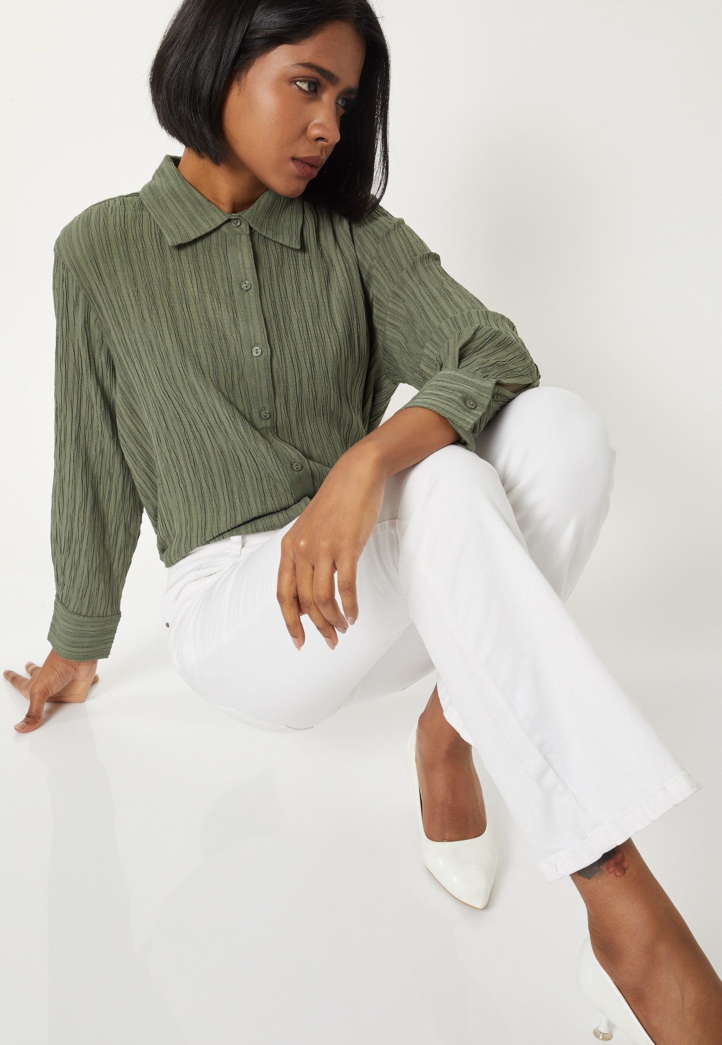 Women Textured Regular Fit Shirt